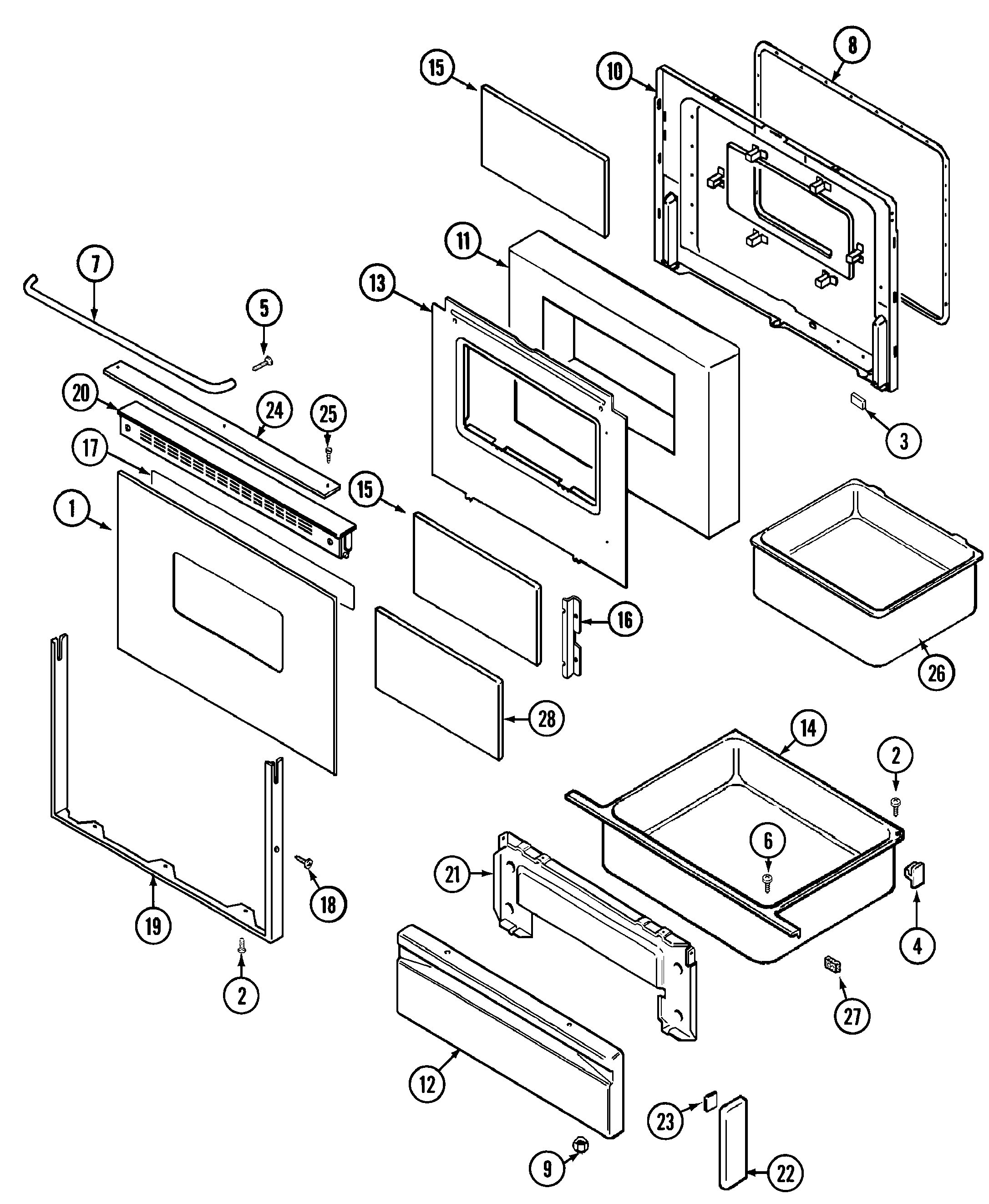 Maytag CRE9800DDE door/drawer diagram