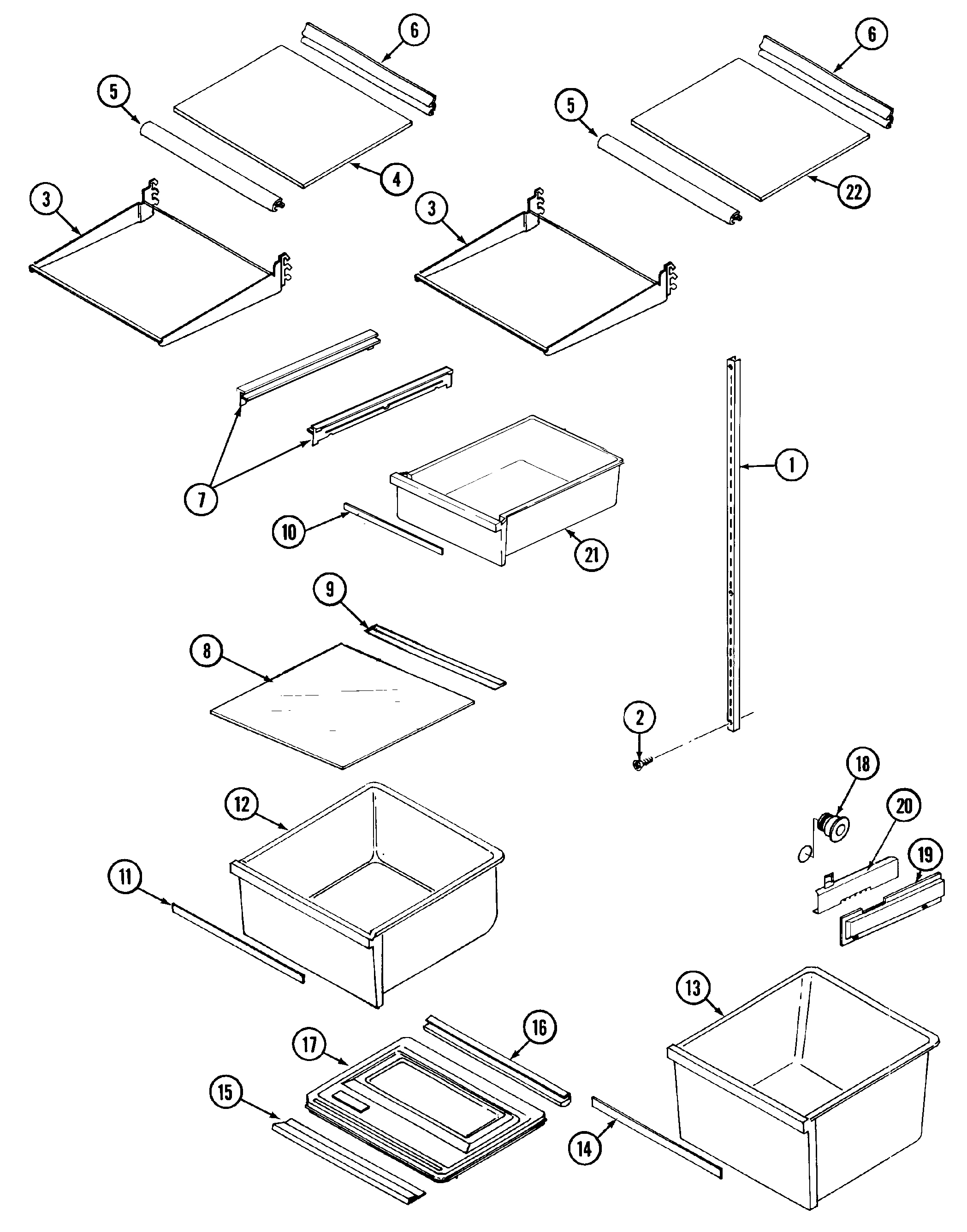 Maytag RST2200EAM shelves & accessories diagram