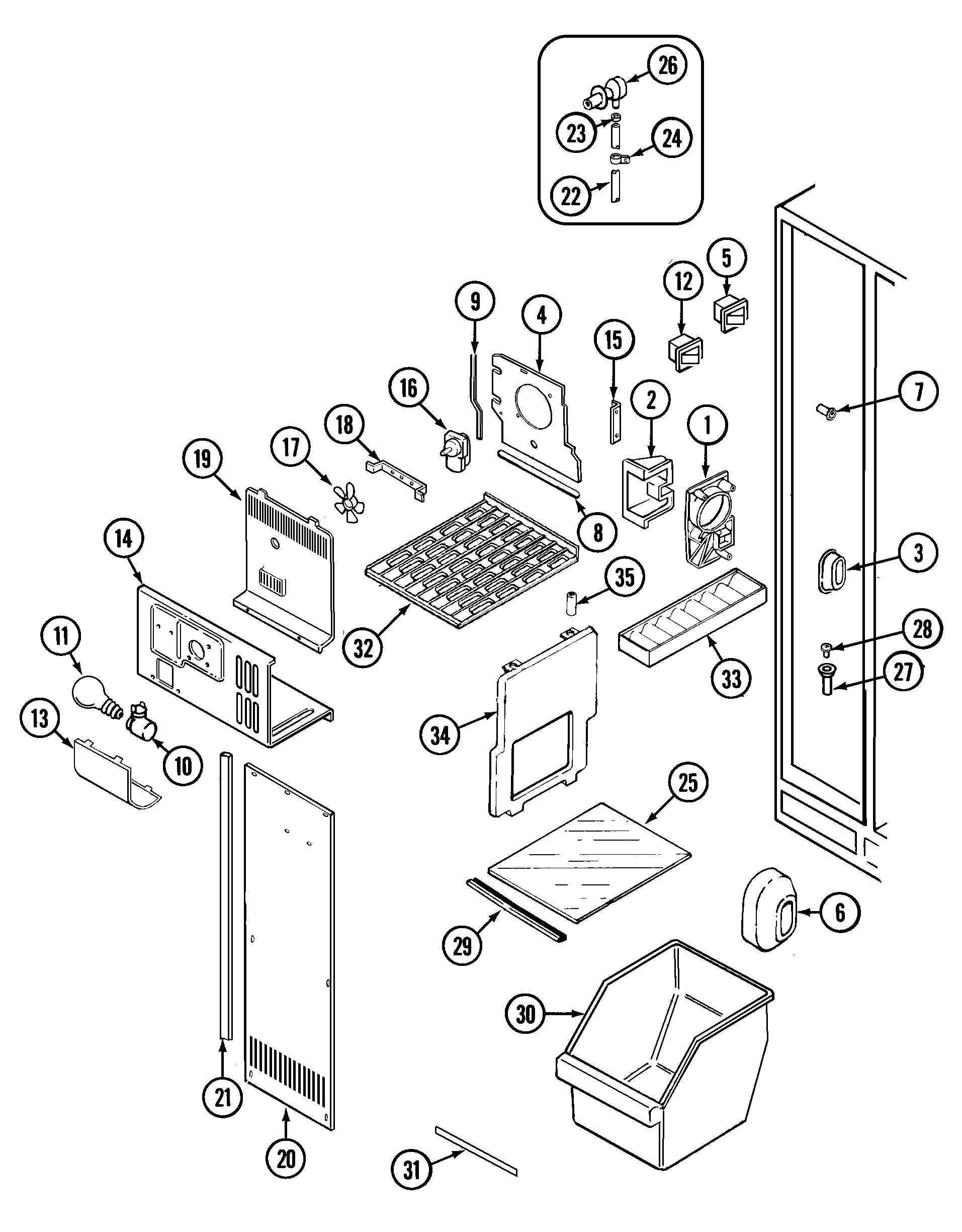 Maytag RST2200EAM freezer compartment diagram