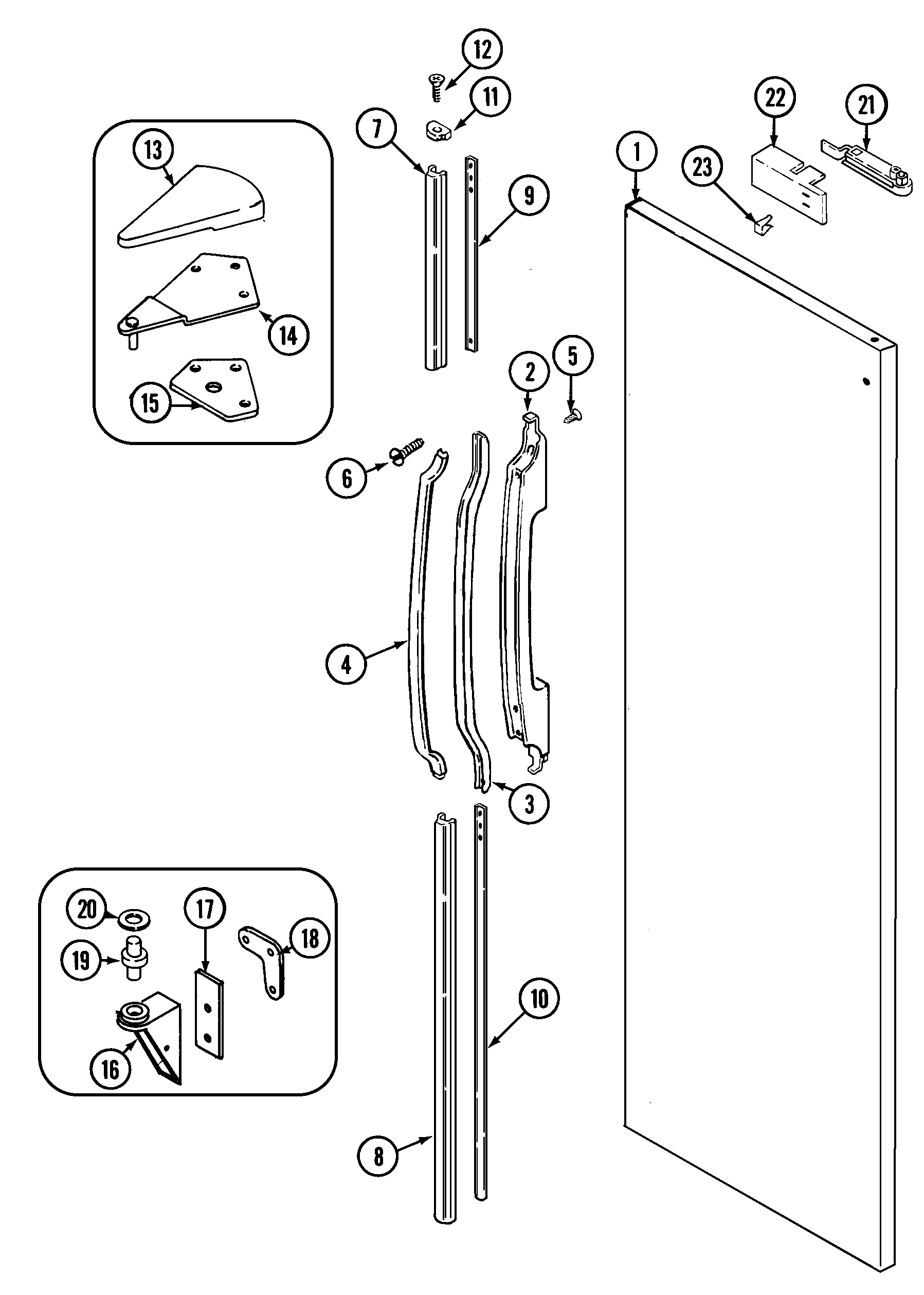 Maytag RST2200EAM fresh food outer door diagram