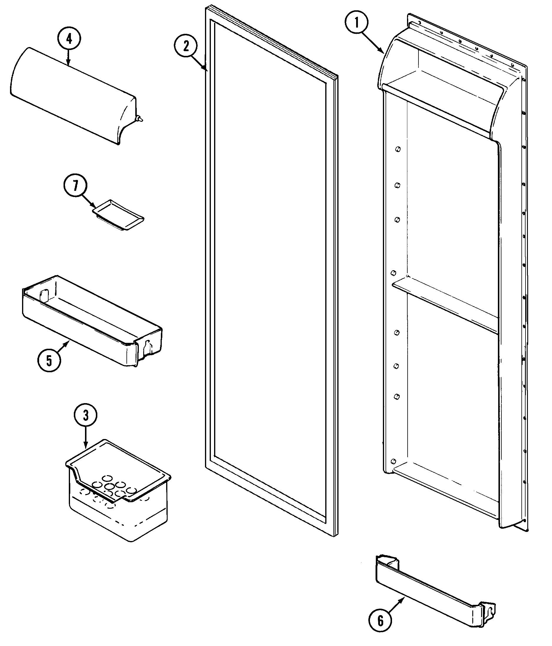 Maytag RST2200EAM fresh food inner door diagram