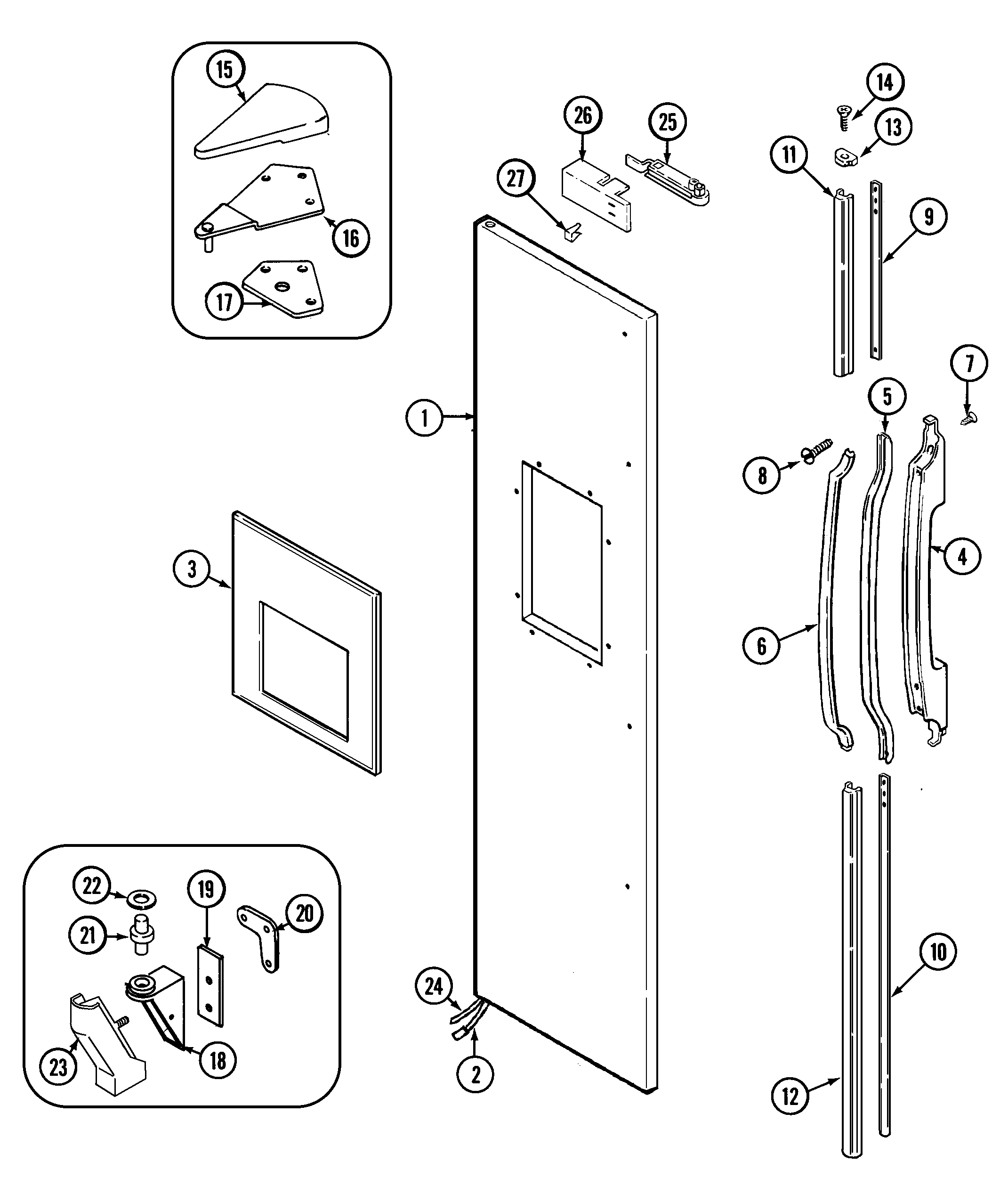 Maytag RST2200EAM freezer outer door diagram