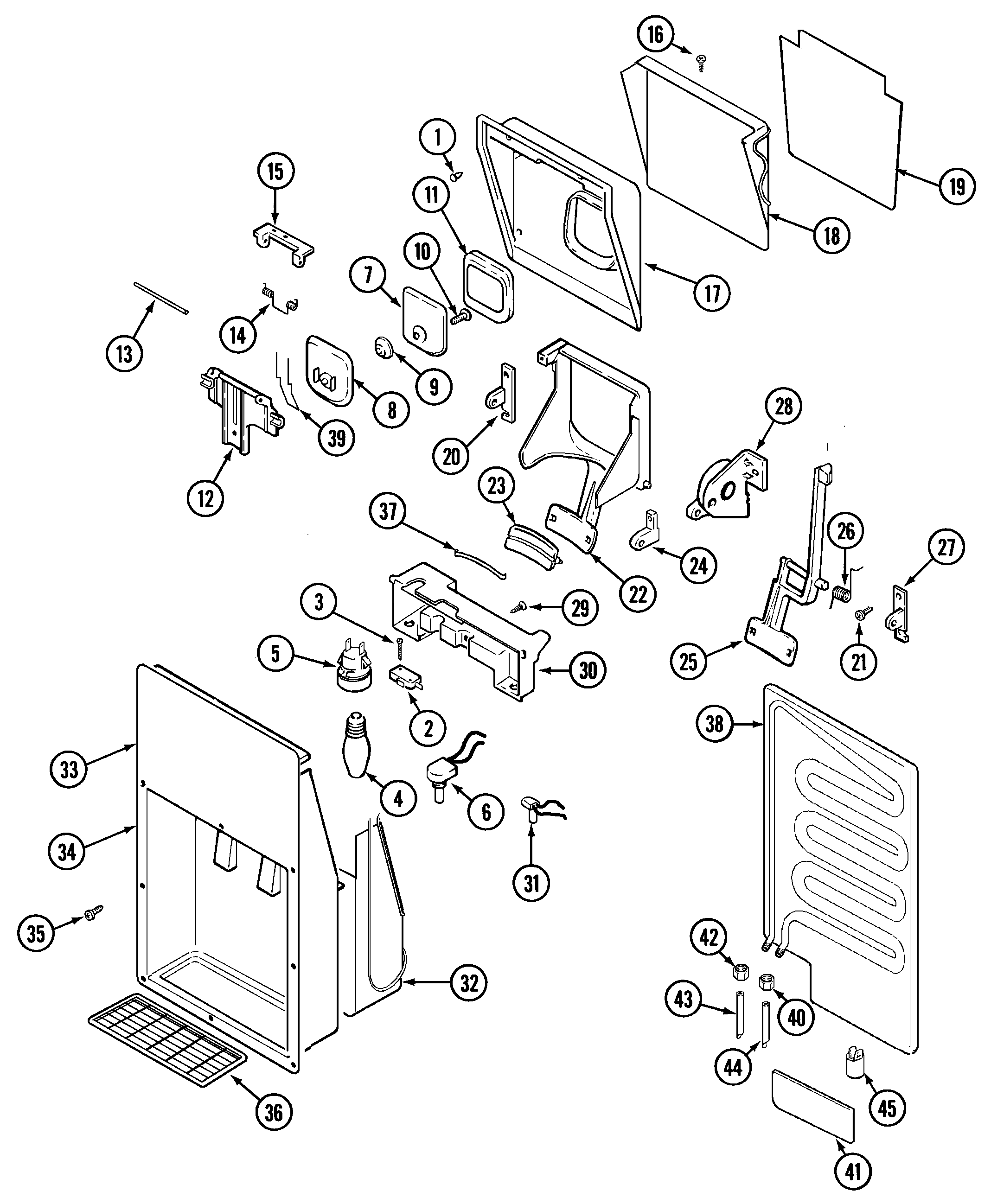 Maytag RST2200EAM ice & water dispenser diagram