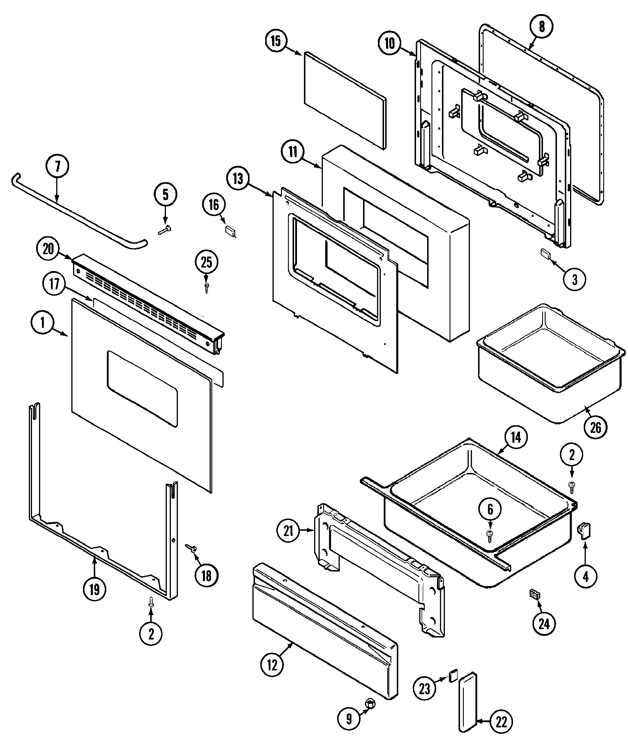 Maytag CRE8400BCW door/drawer diagram