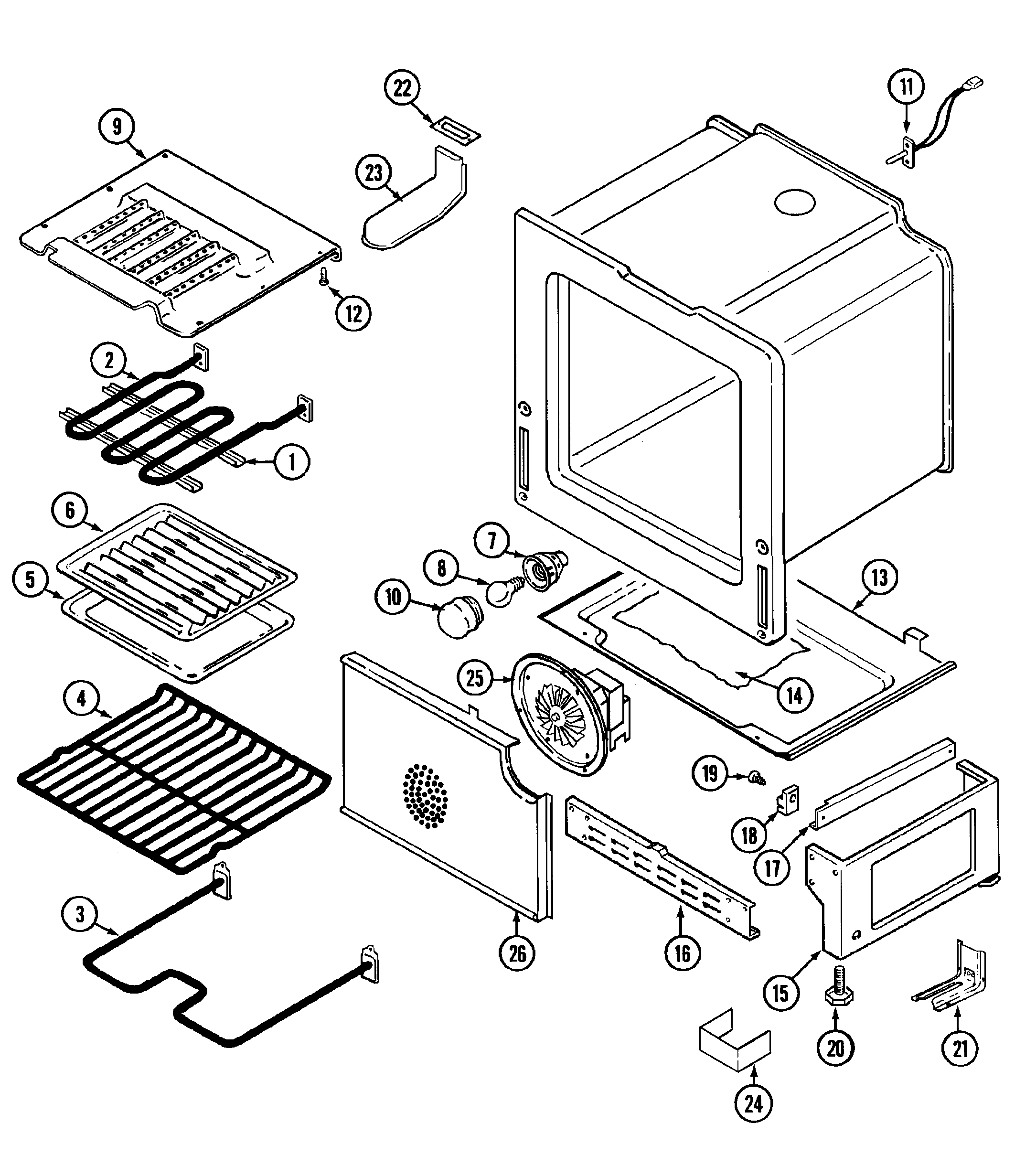 Magic Chef 6896XVB oven/base diagram
