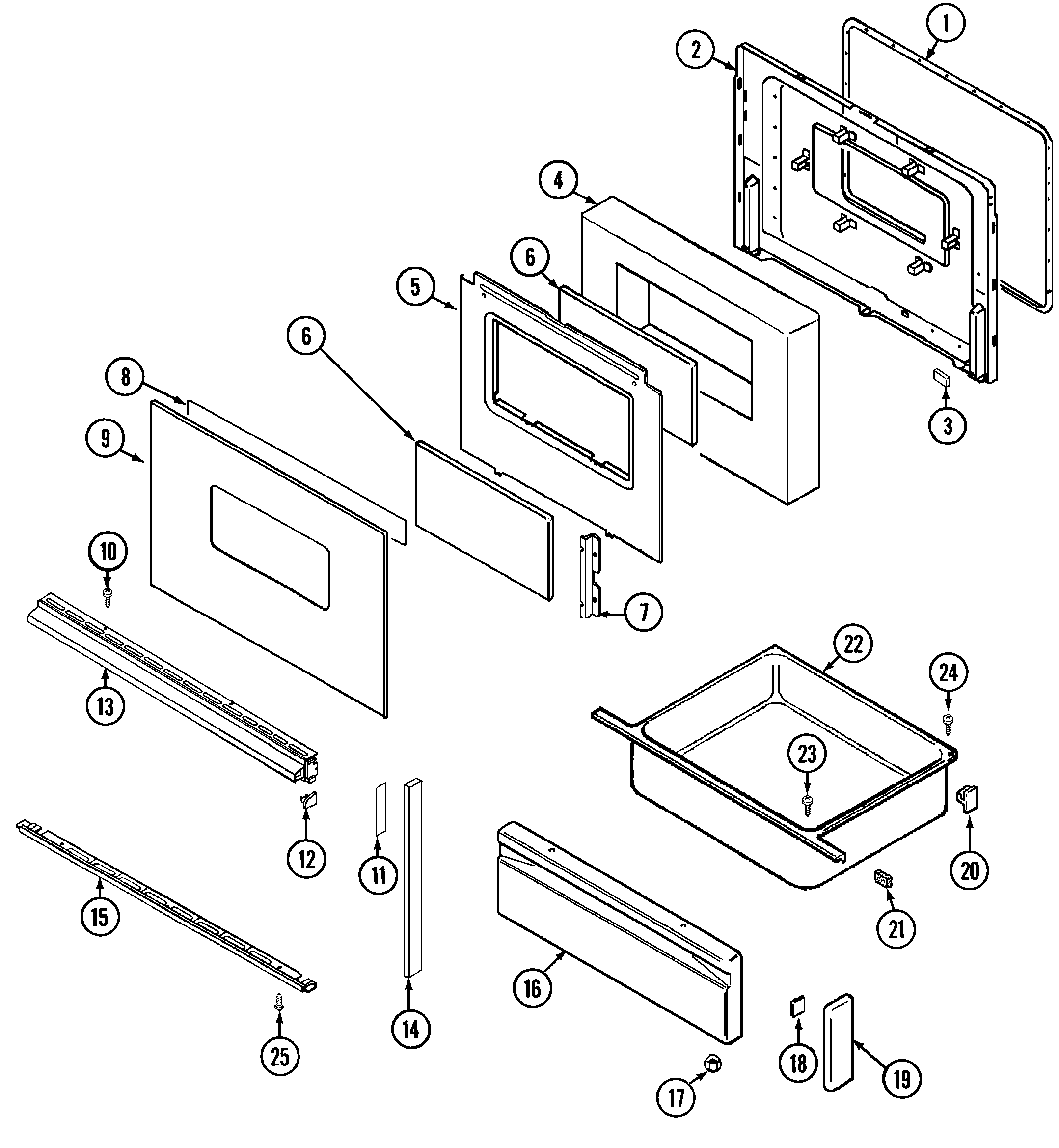 Magic Chef 6896XVB door/drawer diagram