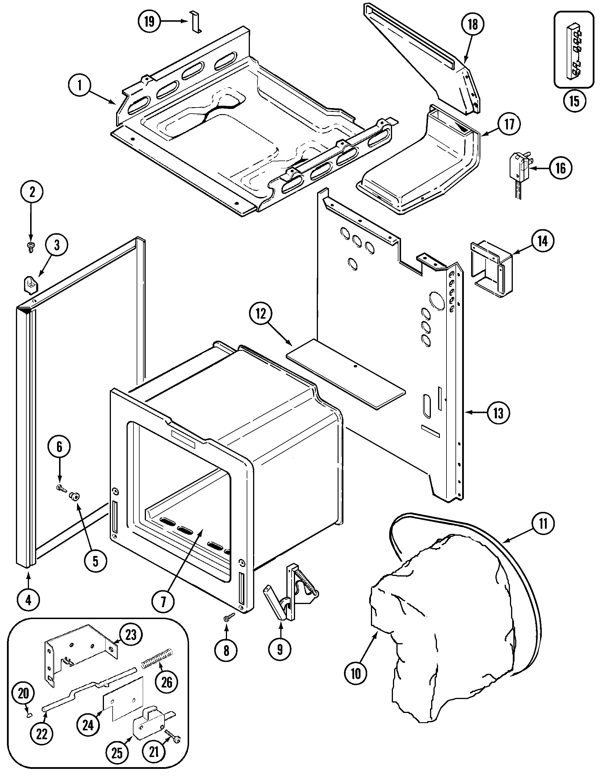Maytag CRG7700BAW body diagram