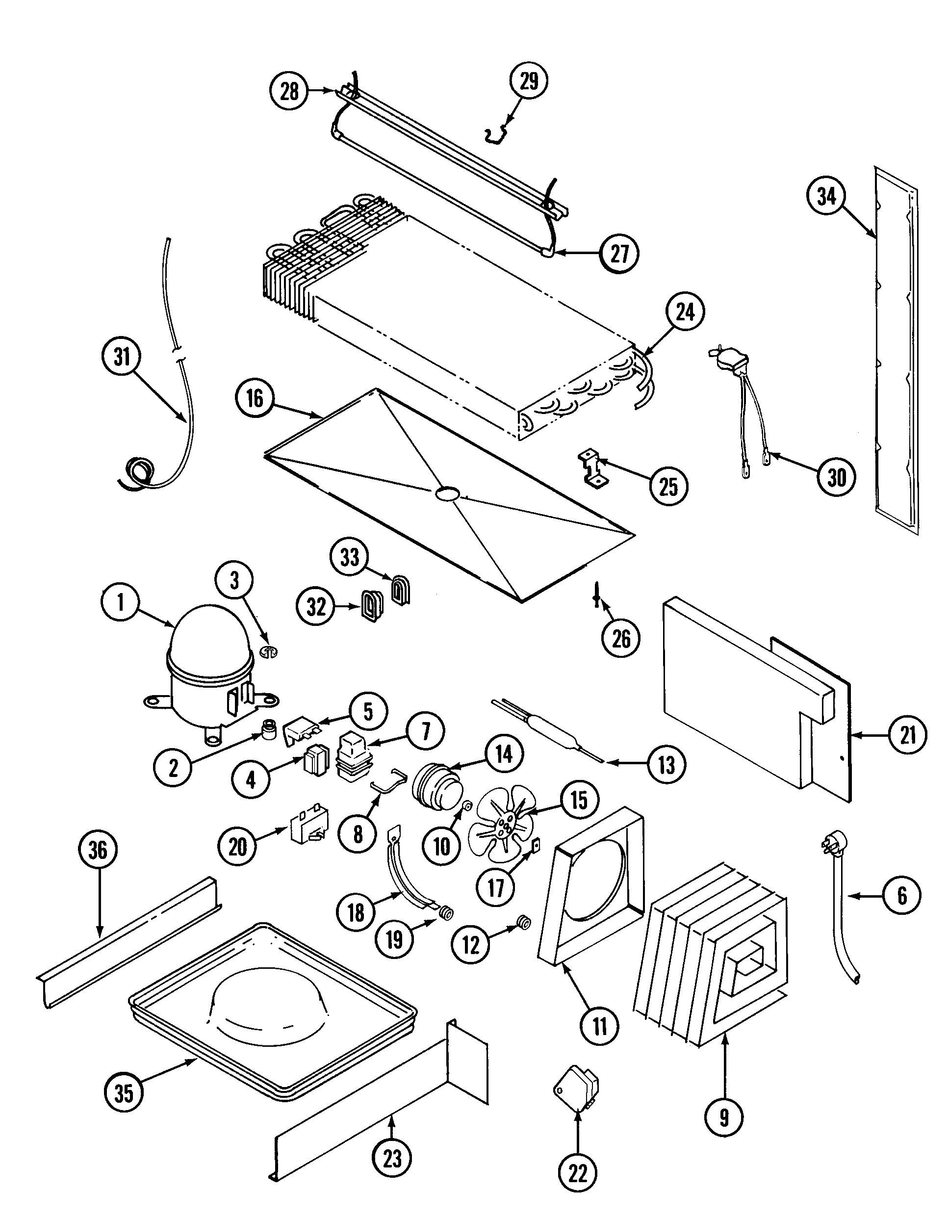 Crosley CT15Y5A unit compartment & system diagram