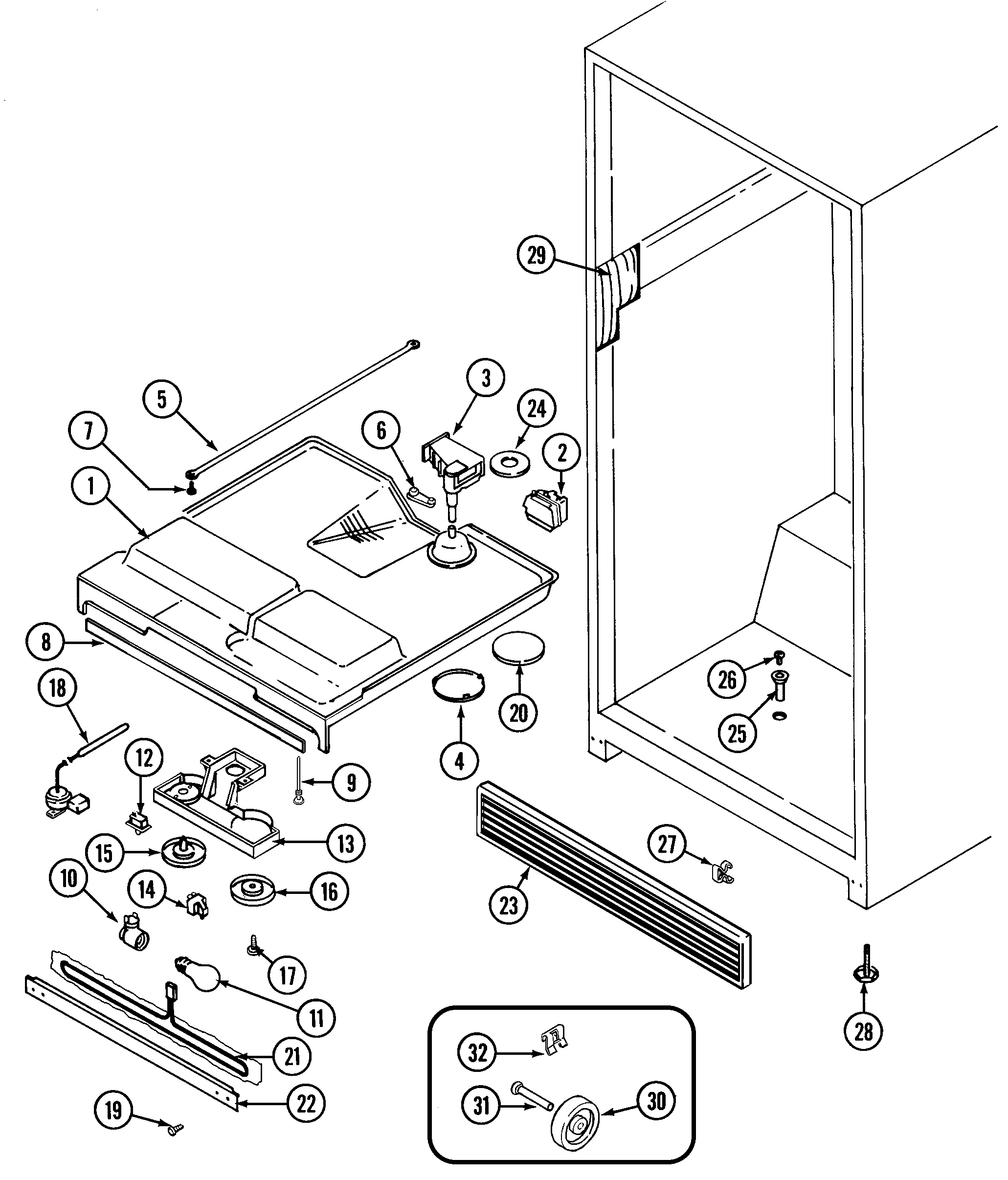 Crosley CT15Y5A fresh food compartment diagram