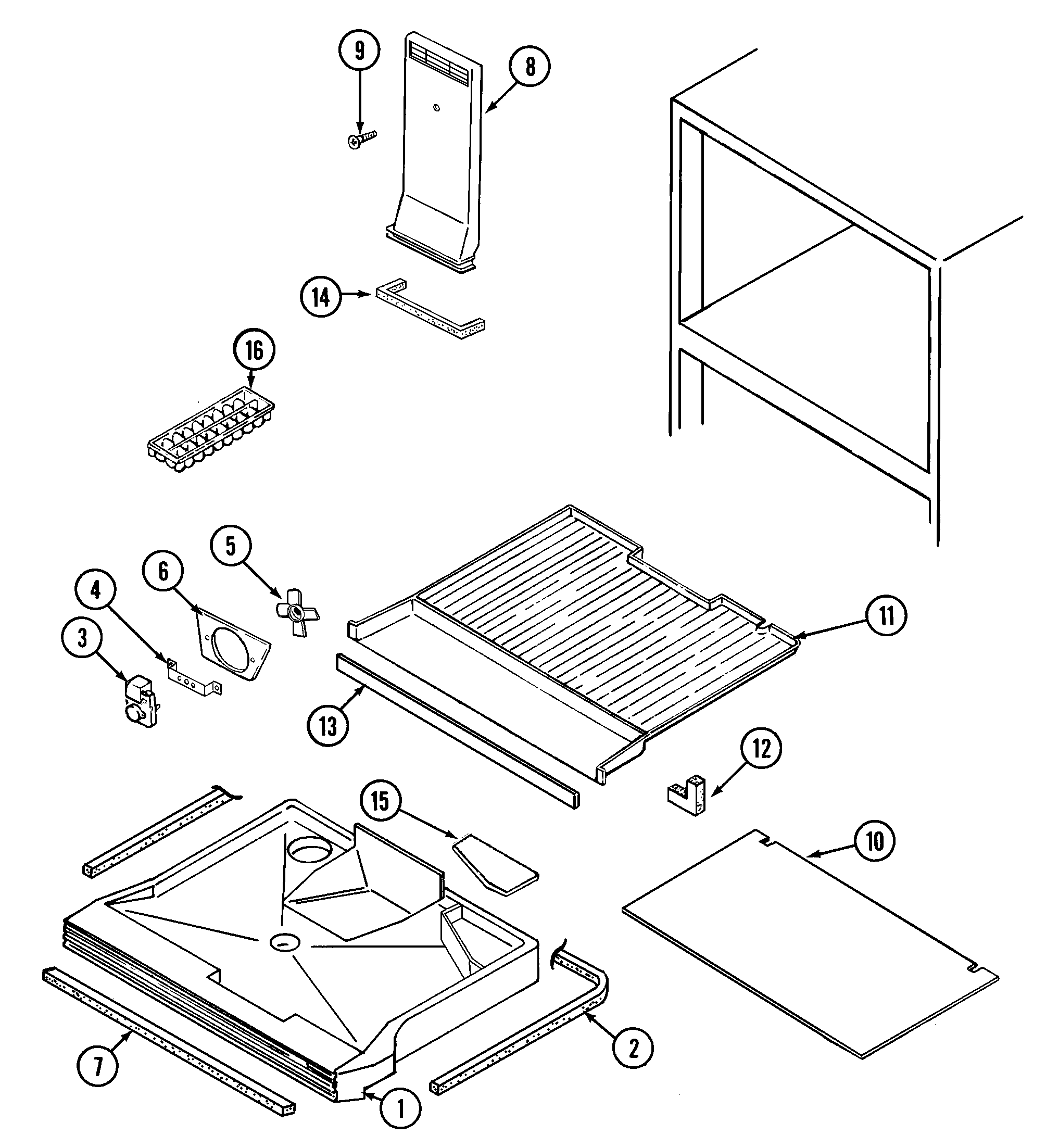 Crosley CT15Y5A freezer compartment diagram