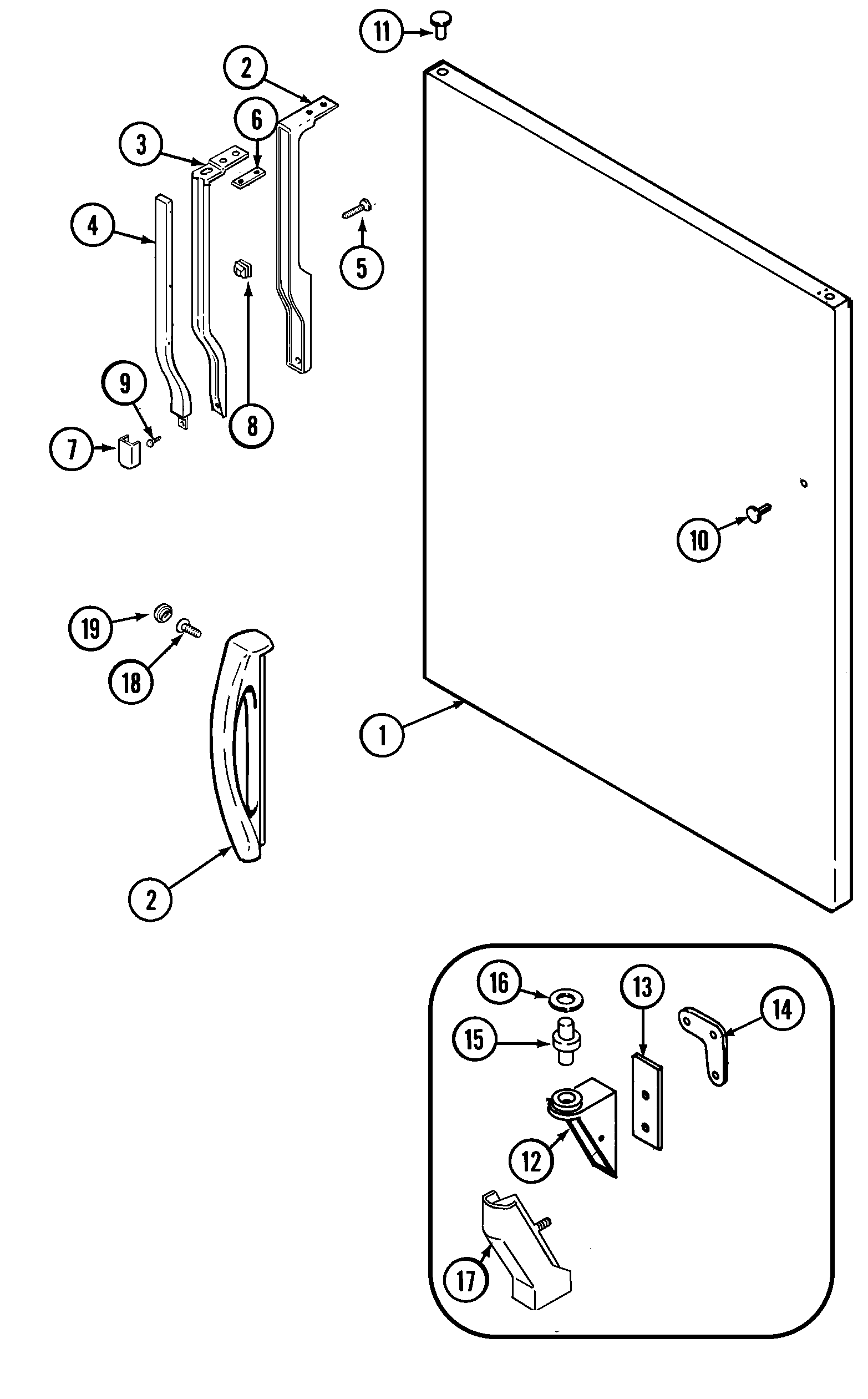Crosley CT15Y5A fresh food outer door diagram