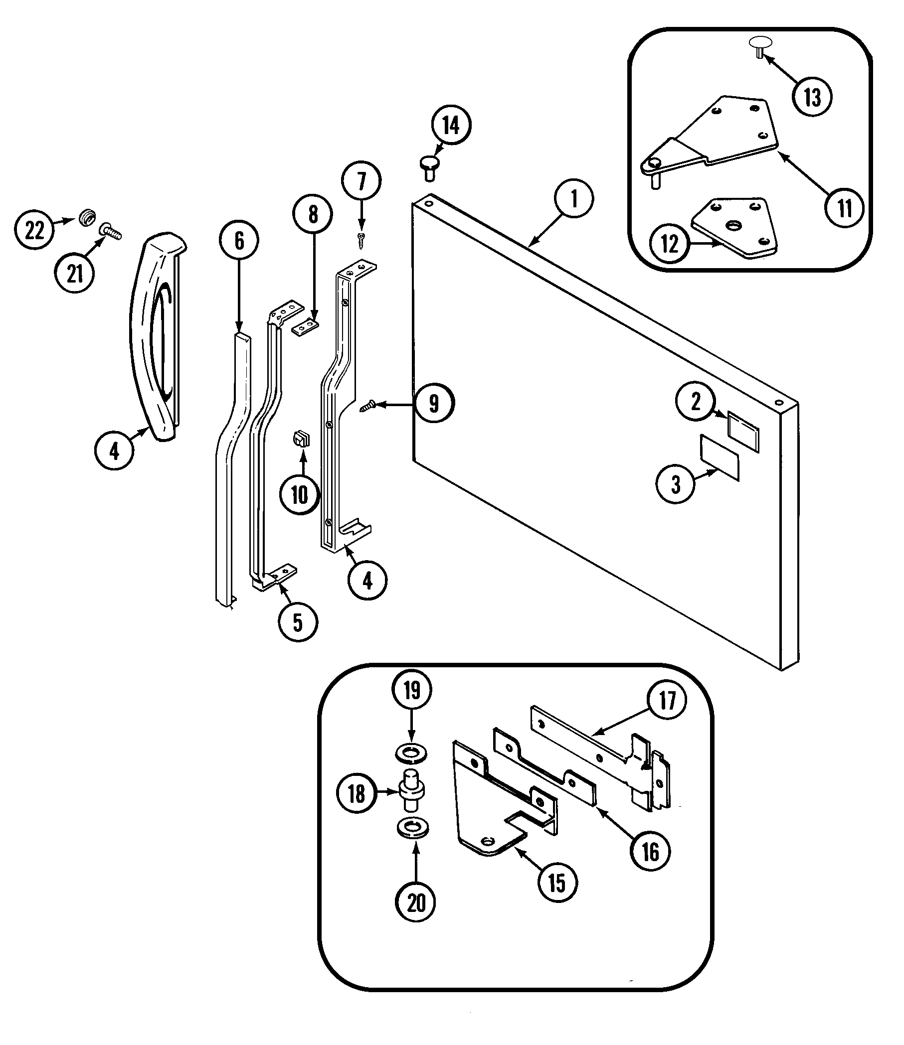 Crosley CT15Y5A freezer outer door diagram
