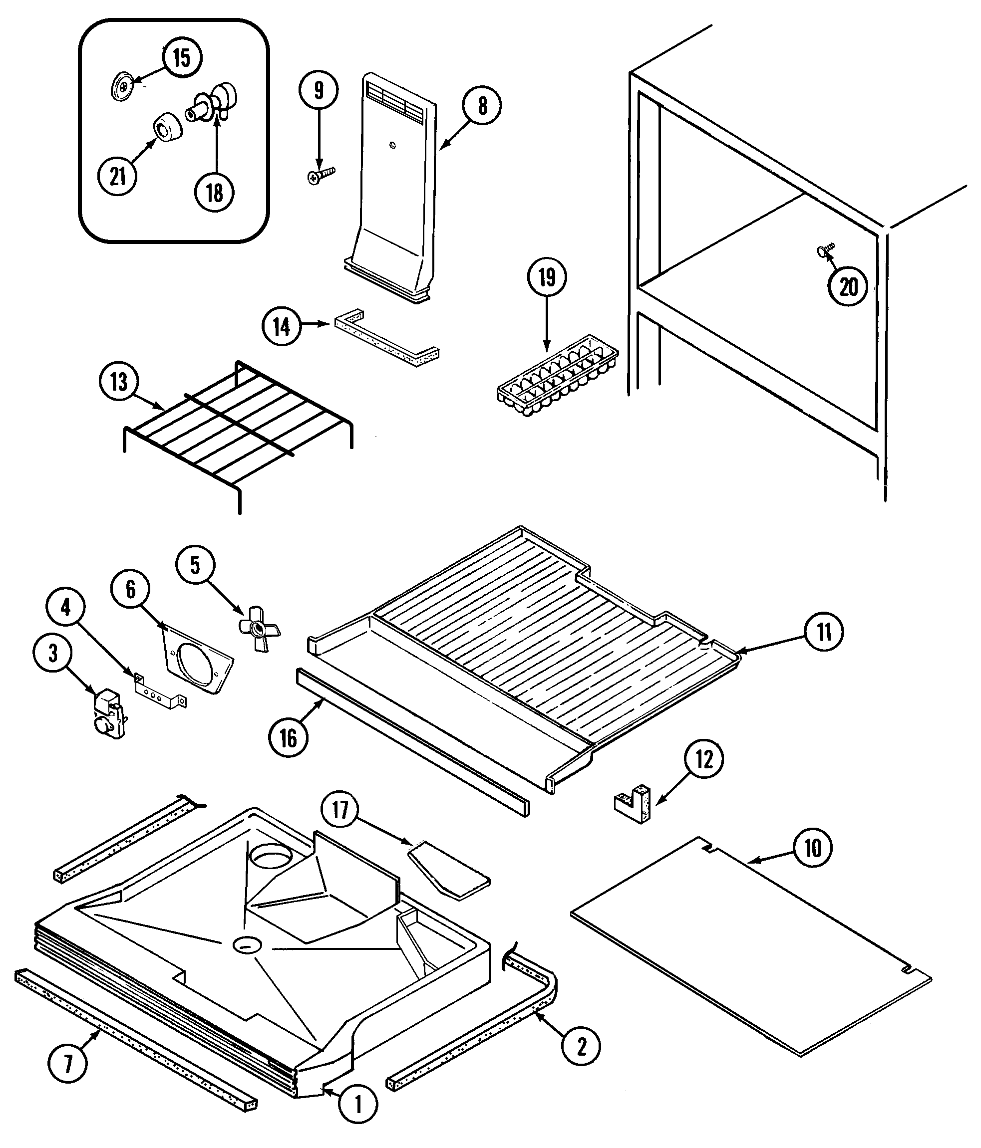 Jenn-Air JT17Y6LW freezer compartment diagram