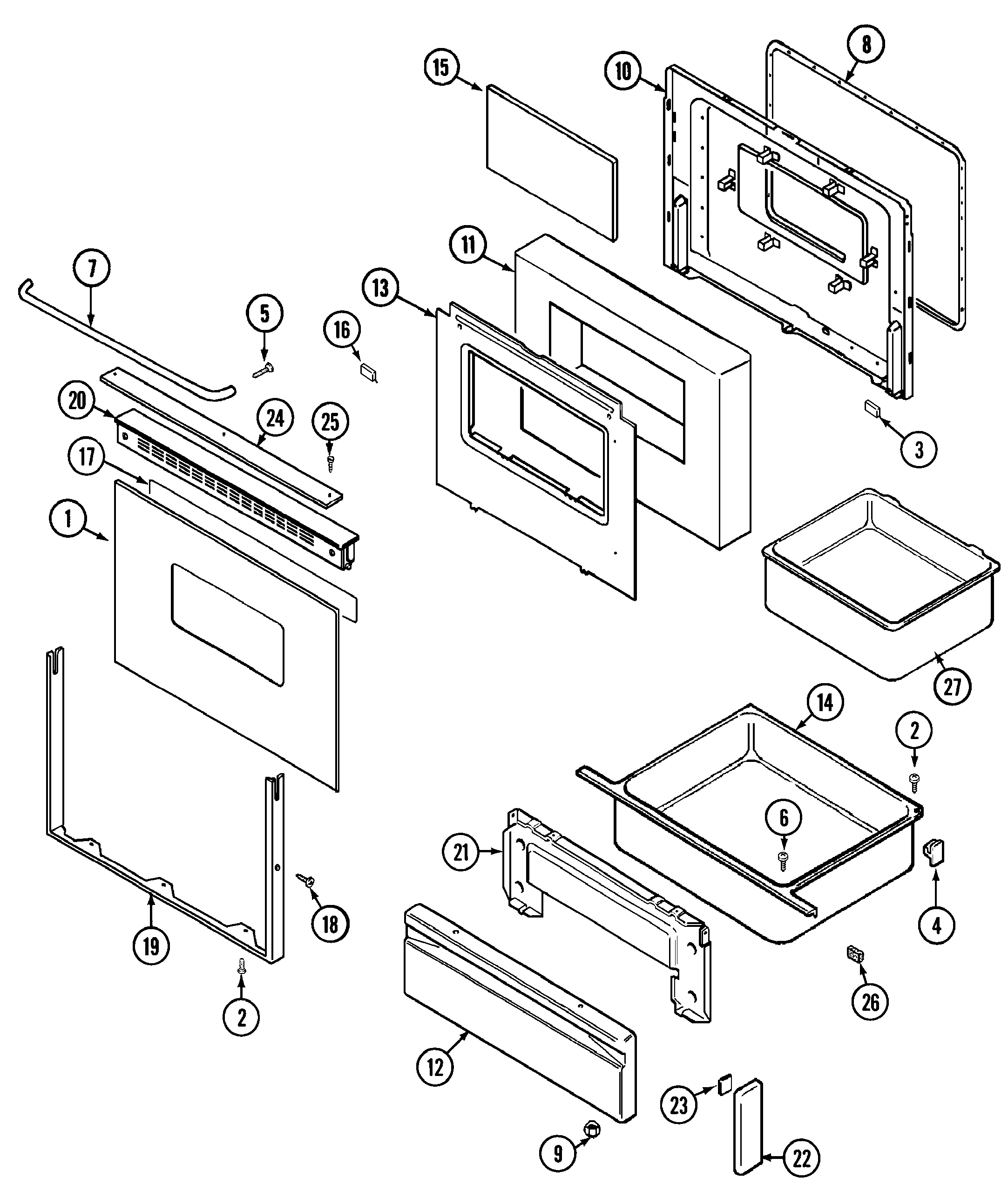 Maytag CRE7900ADE door/drawer diagram