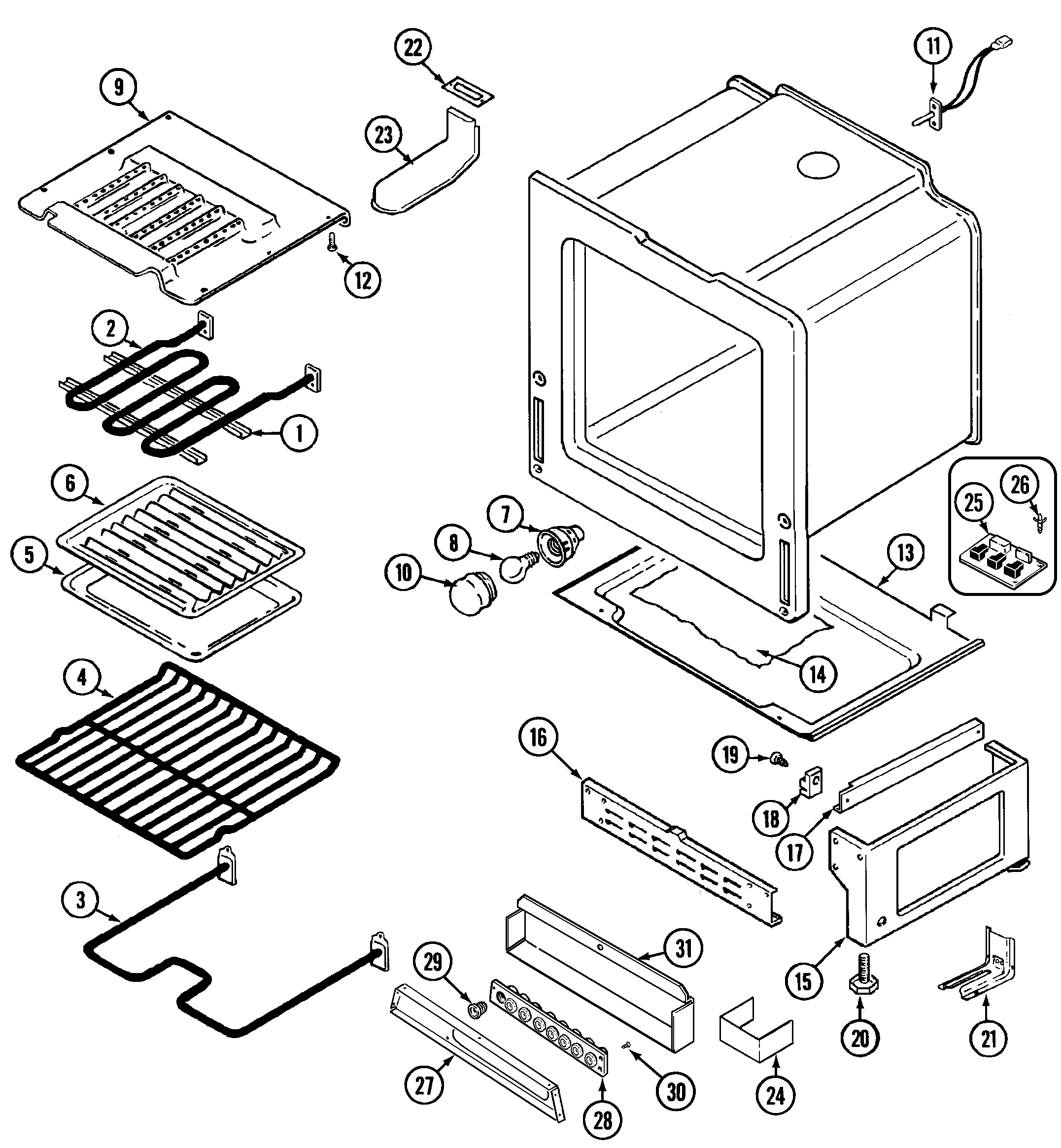 Norge L6892VVV oven/base diagram
