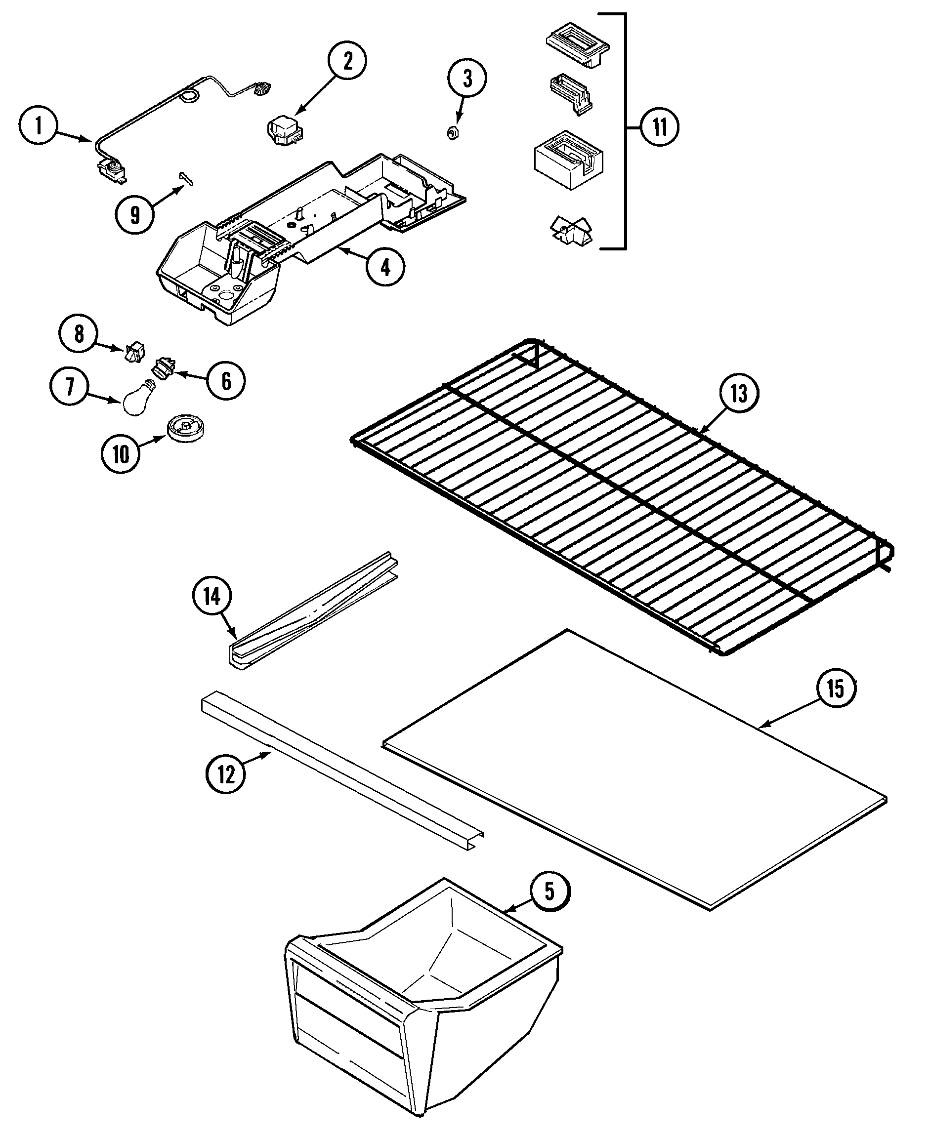 Crosley CT15A2Q fresh food compartment (bisque) diagram