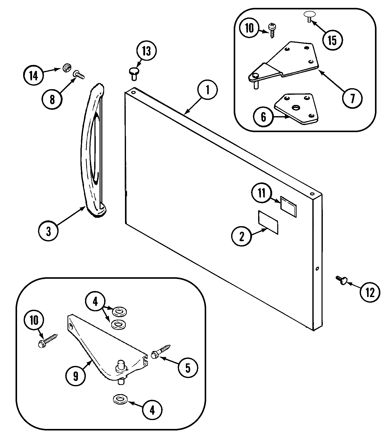 Crosley CT15A2Q freezer outer door (bisque) diagram
