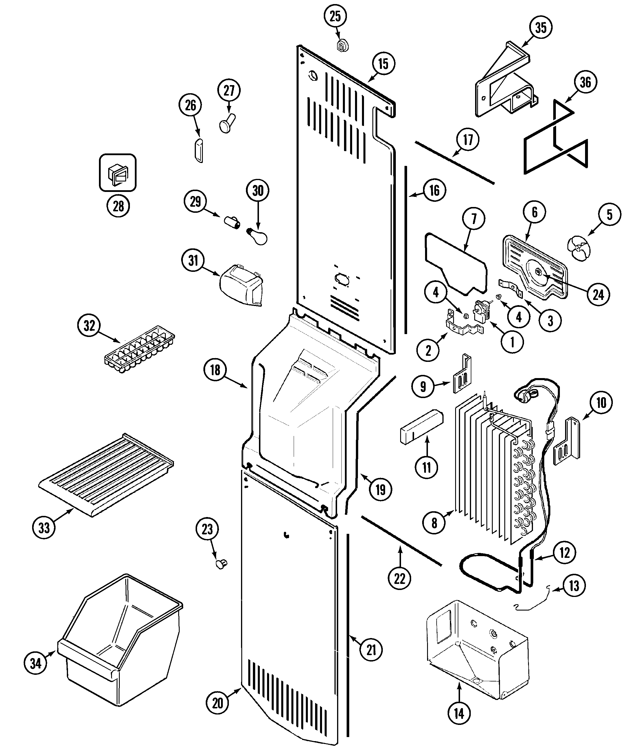 Crosley CS21A2A freezer compartment diagram
