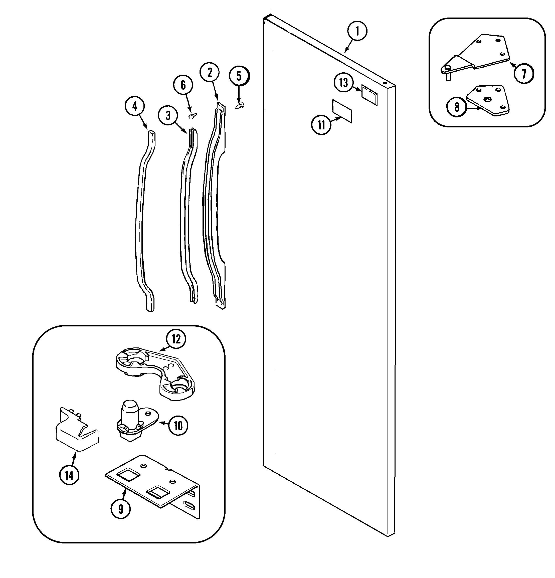 Crosley CS21A2A fresh food outer door diagram