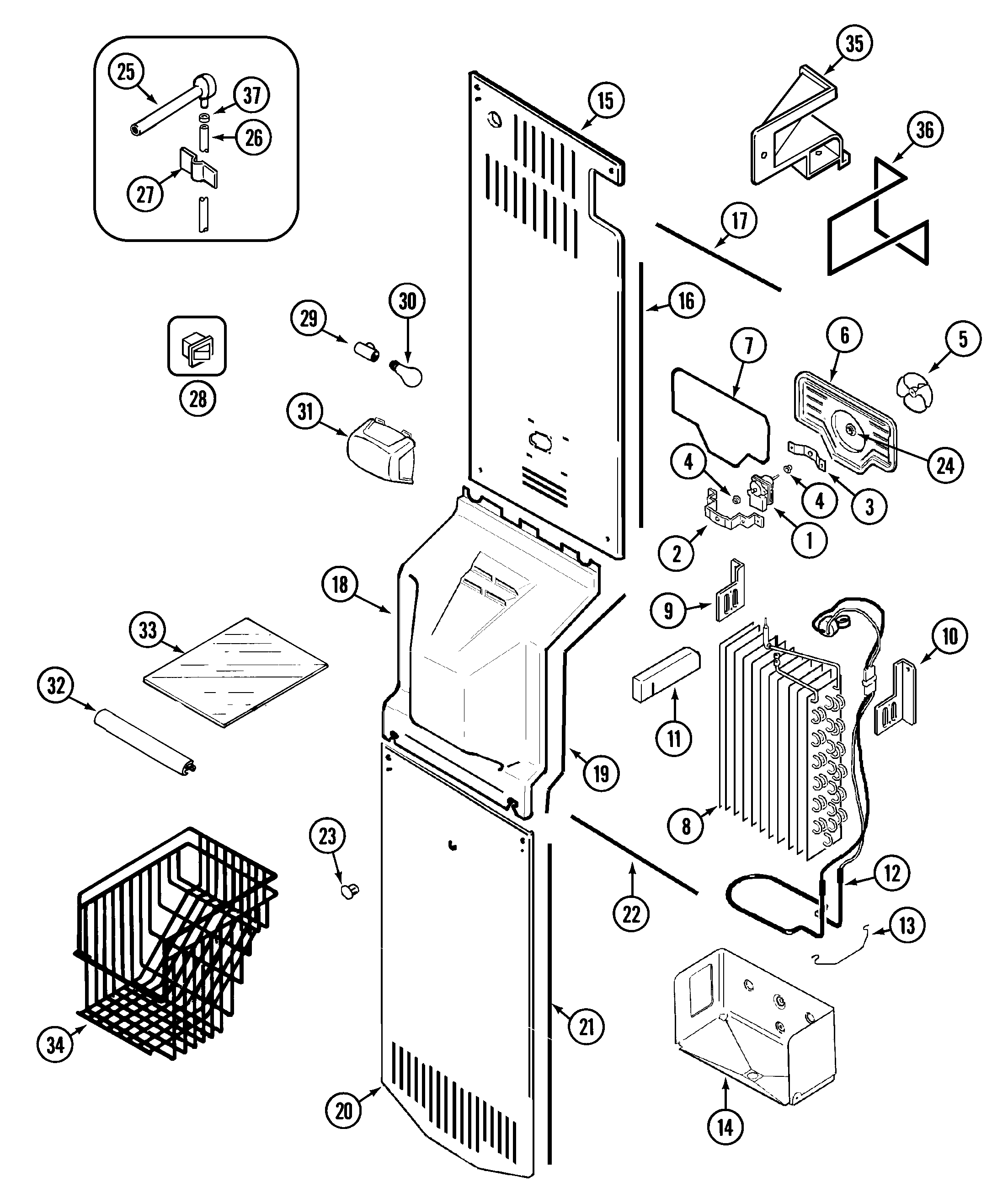 Crosley CS21A5DW freezer compartment diagram