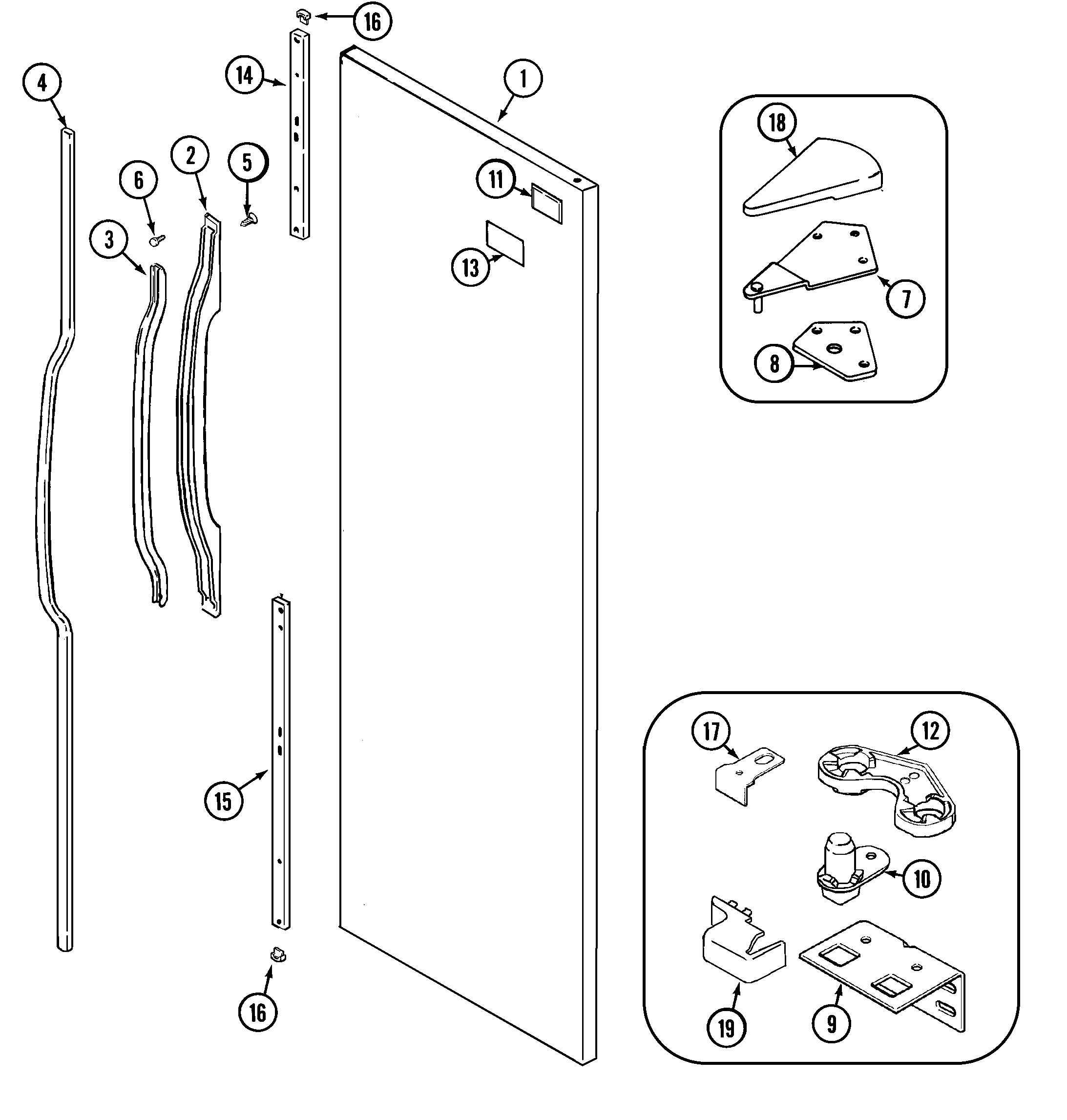 Crosley CS21A5DW fresh food outer door diagram
