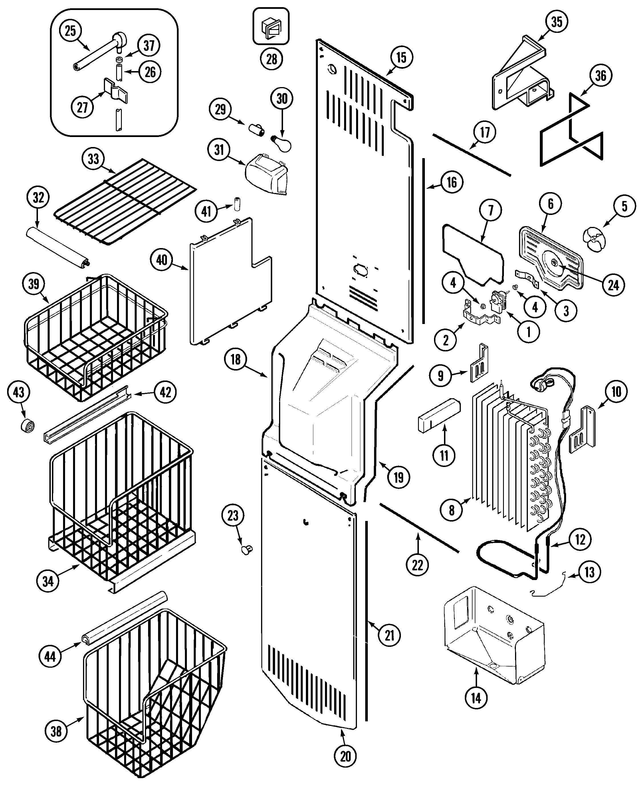 Jenn-Air JSD2989AEA freezer compartment diagram