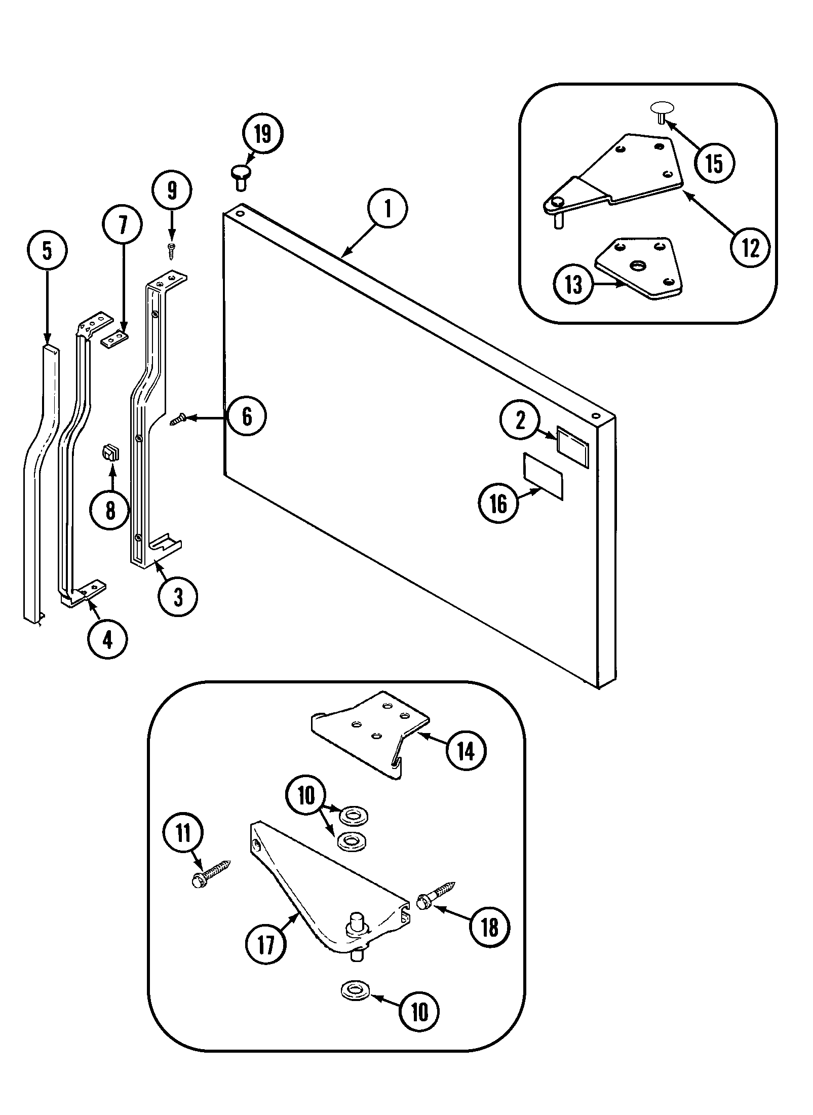 Crosley CT17B3W freezer outer door diagram