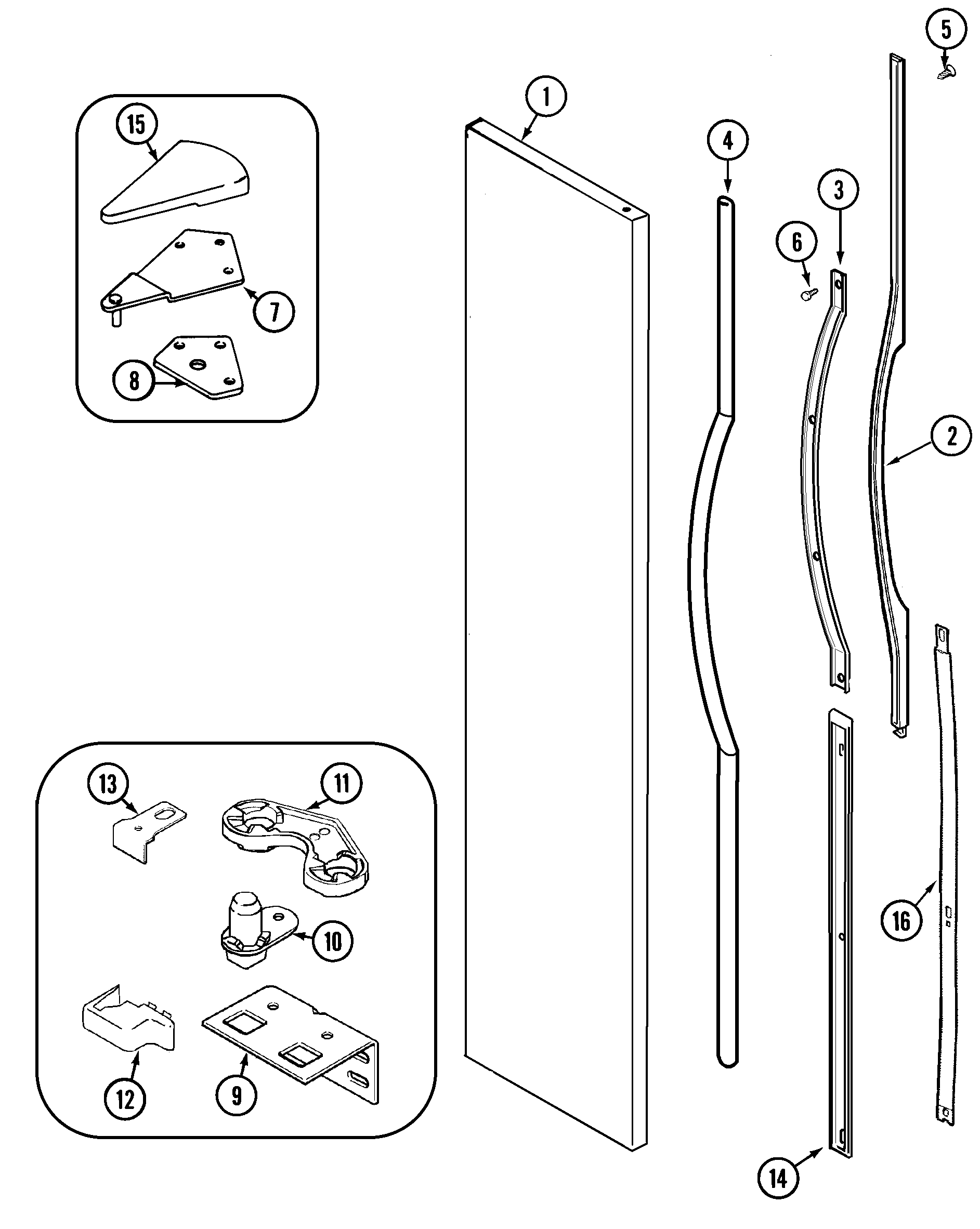 Jenn-Air JCB2388DRB freezer outer door (jcb2388drb/q/w) diagram