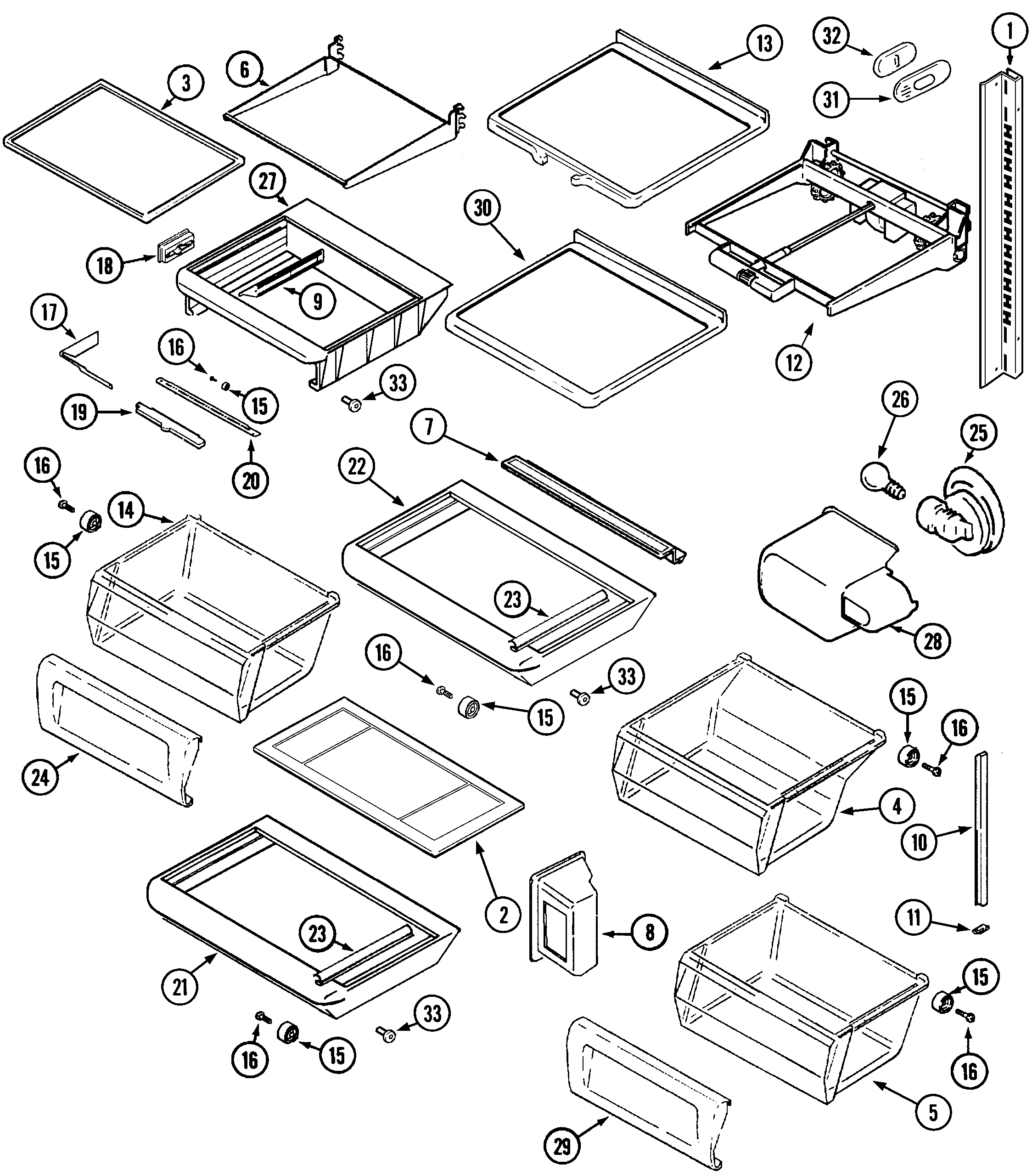 Jenn-Air JCD2389DEB shelves & accessories (jcd2389deb/q/s/w) diagram