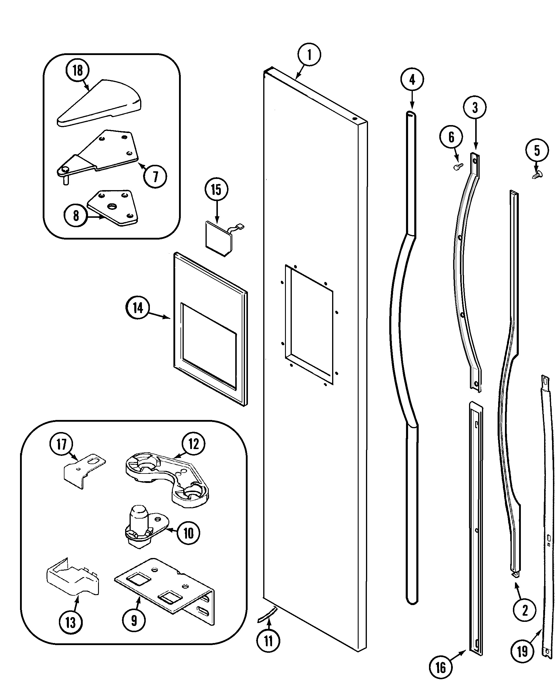 Jenn-Air JSD2488DEW freezer outer door diagram
