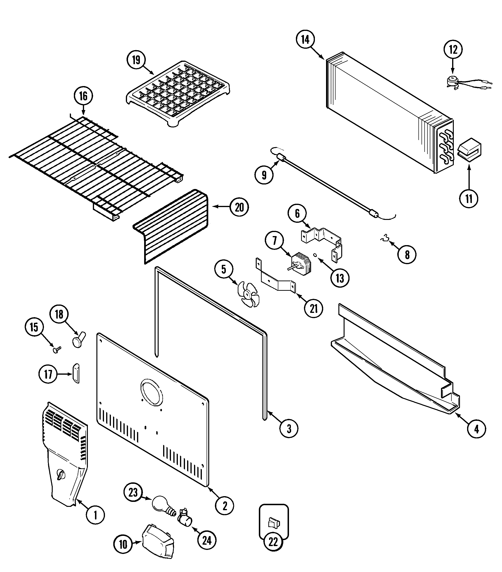 Crosley CT21B7Q freezer compartment diagram