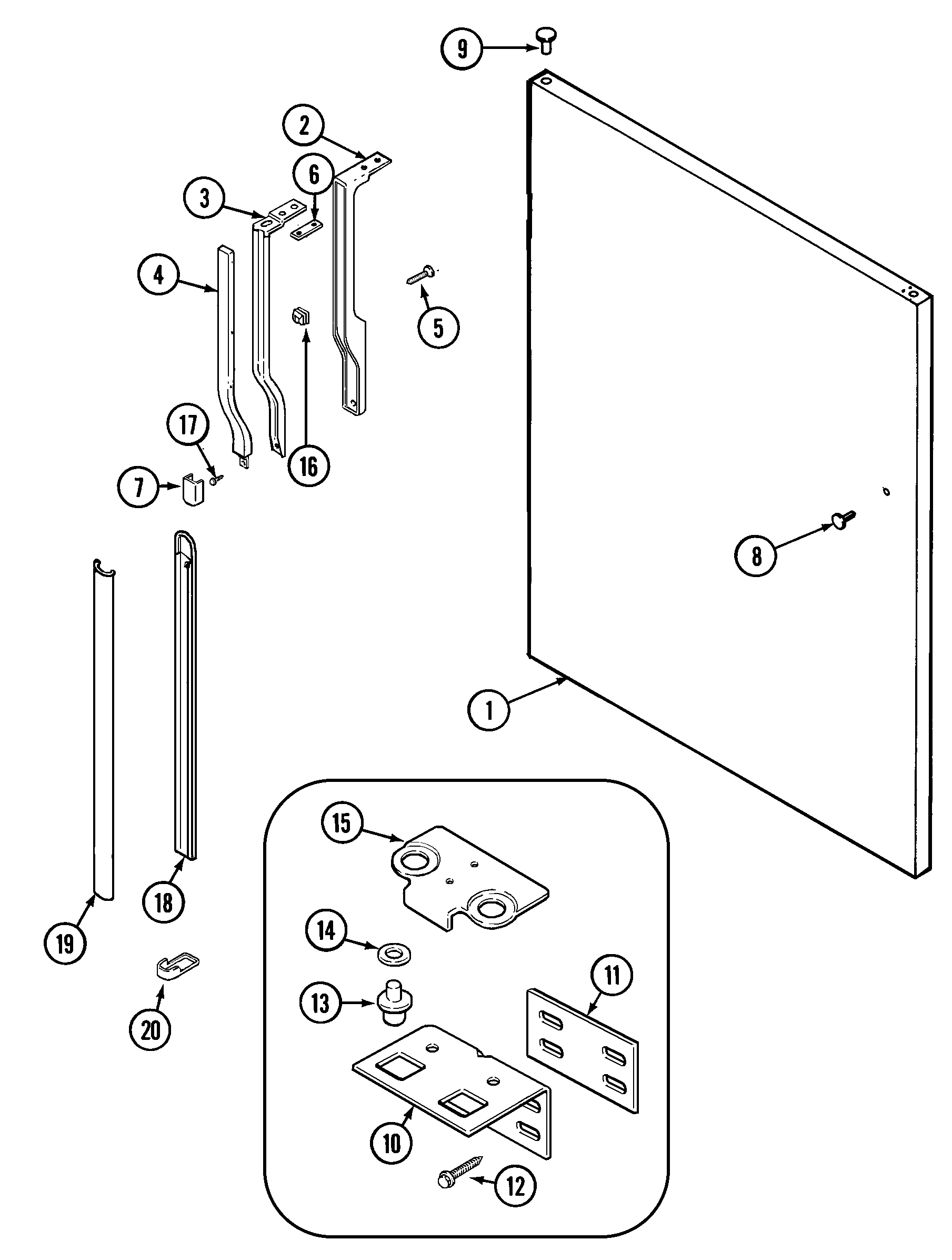 Crosley CT21B7Q fresh food outer door diagram