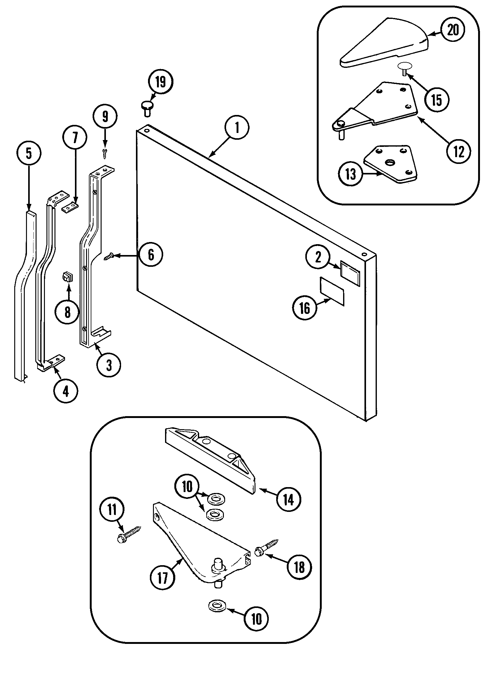 Crosley CT21B7Q freezer outer door diagram