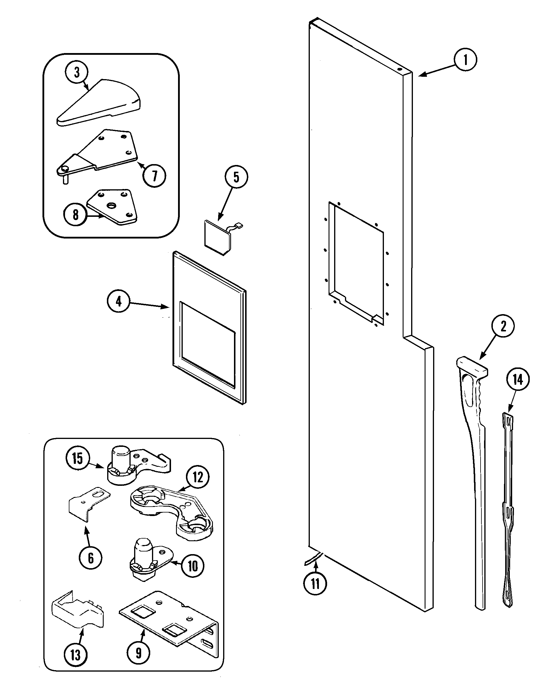 Maytag MZD2766GEB freezer outer door diagram