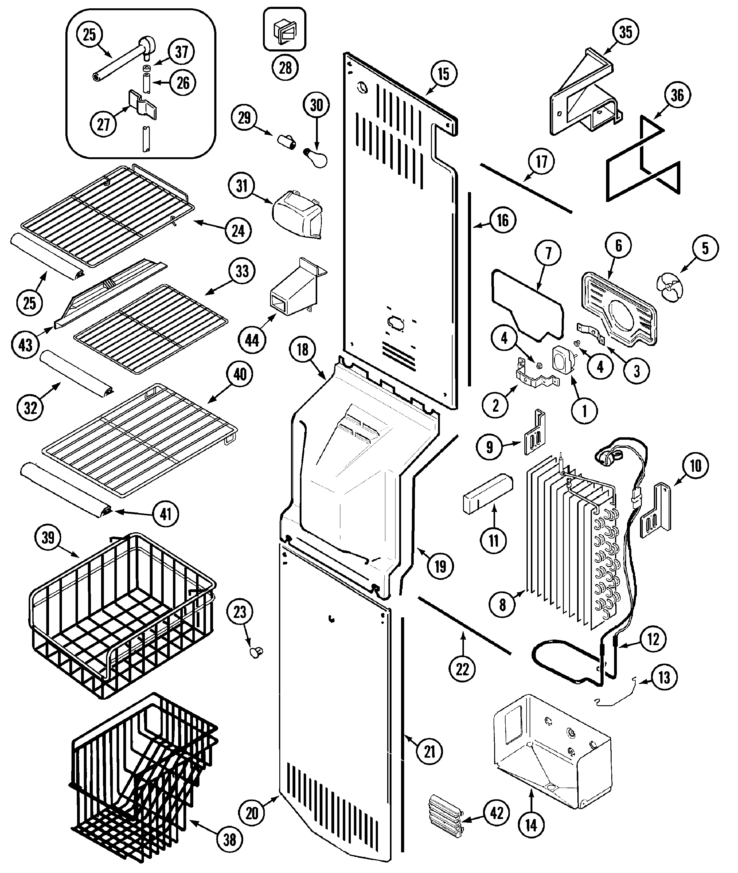 Maytag MZD2768GEB freezer compartment diagram