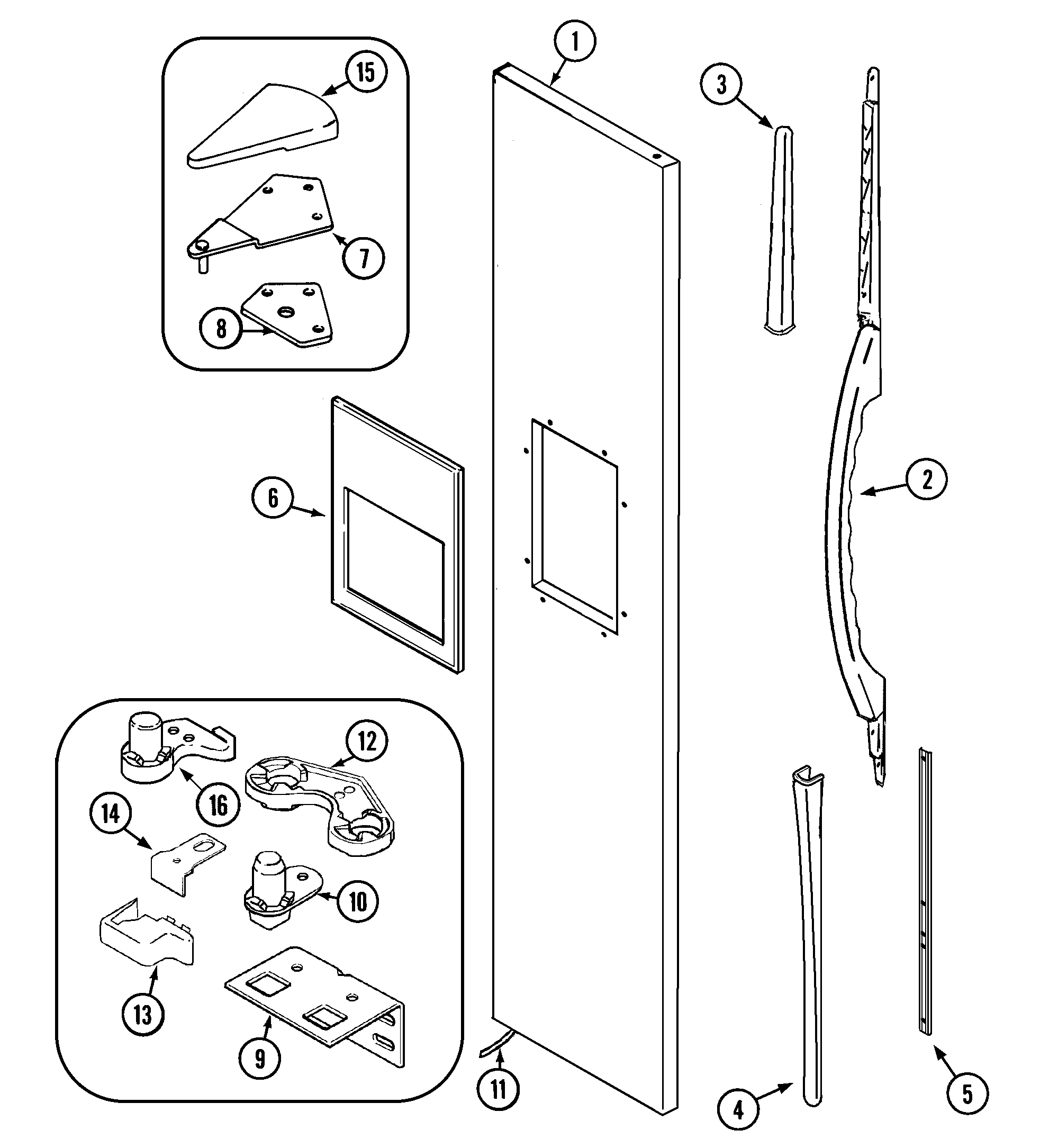 Maytag PSD2750GRW freezer outer door diagram