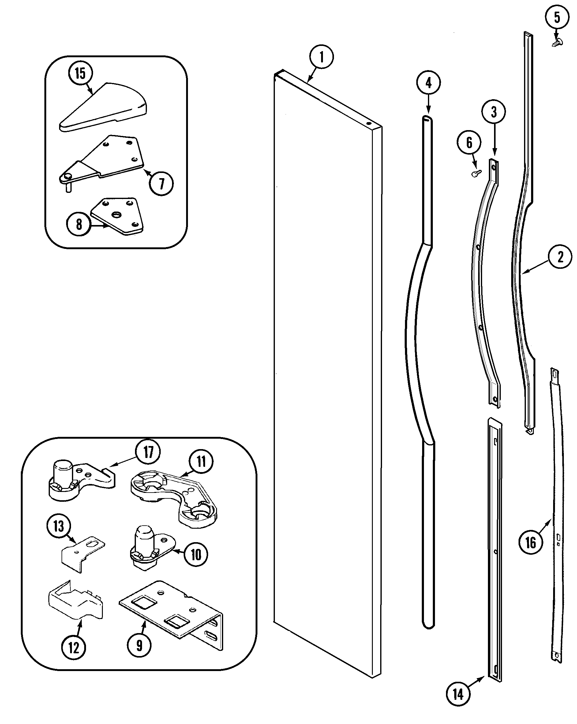 Jenn-Air JCB2388GRB freezer outer door diagram