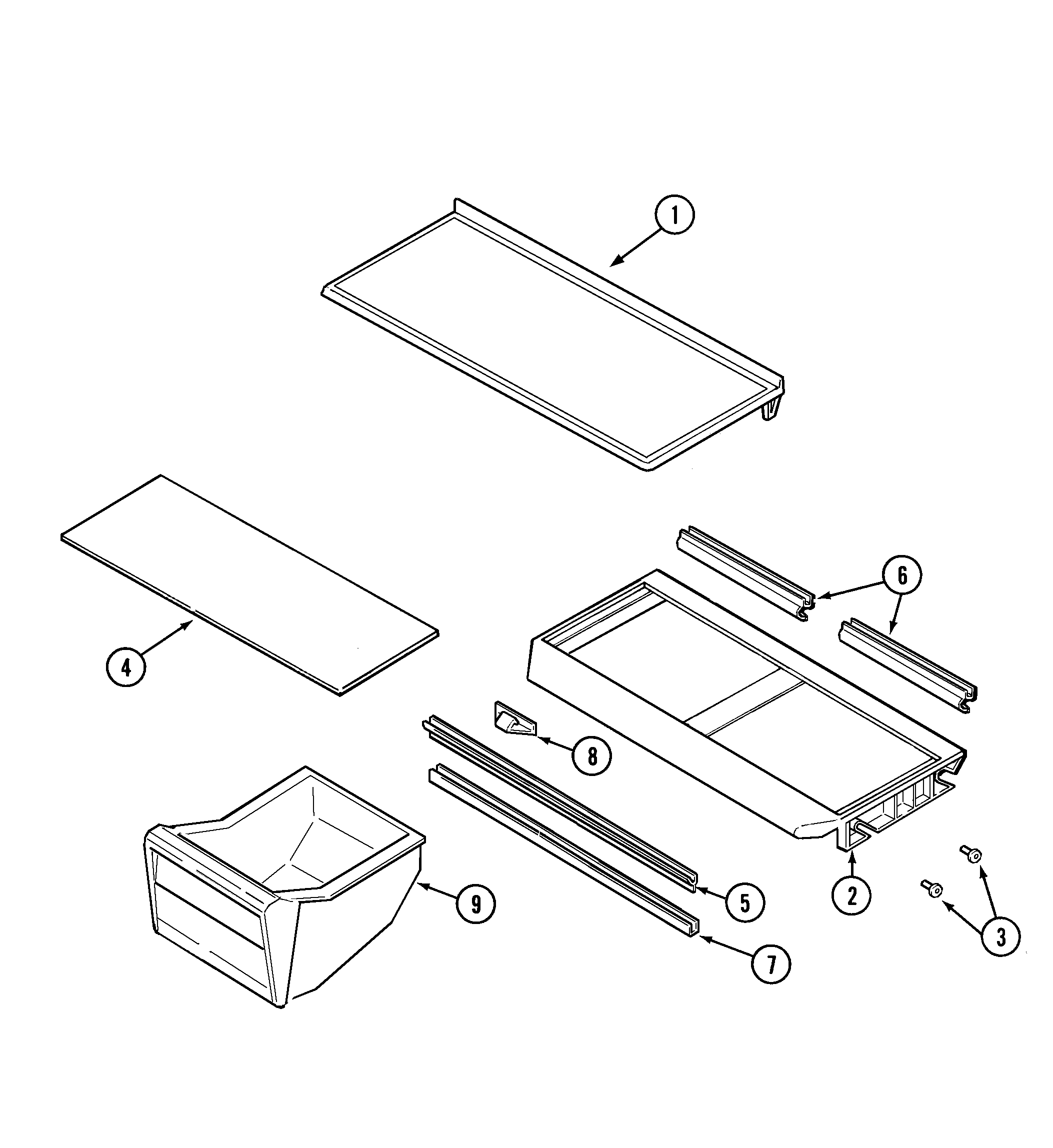 Maytag PTB1553GRW shelves & accessories diagram