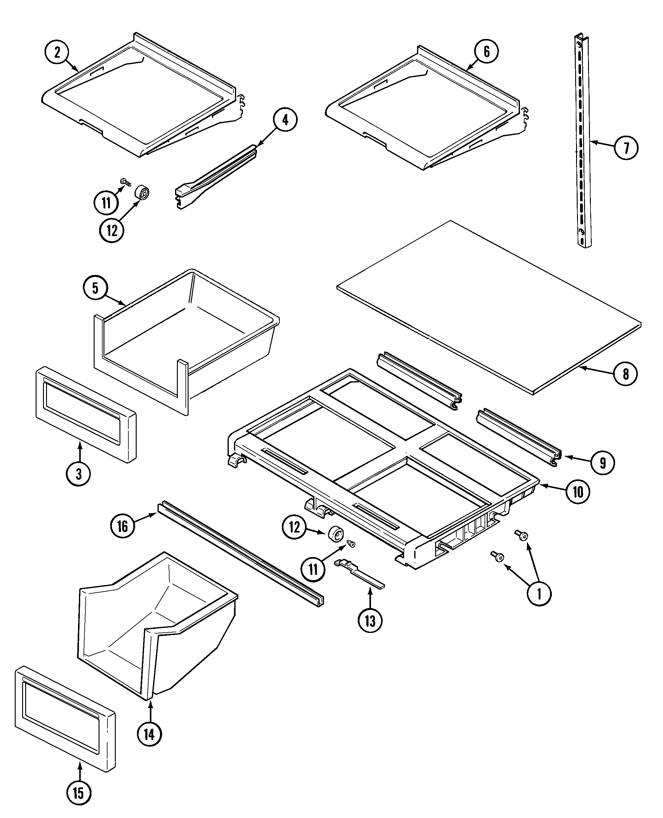 Maytag MTB2155GRQ shelves & accessories diagram