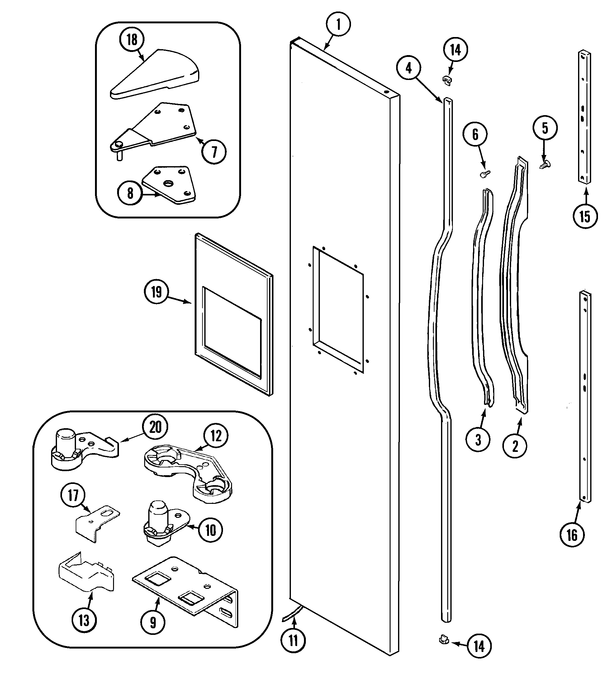 Crosley CS24G6DB freezer outer door diagram