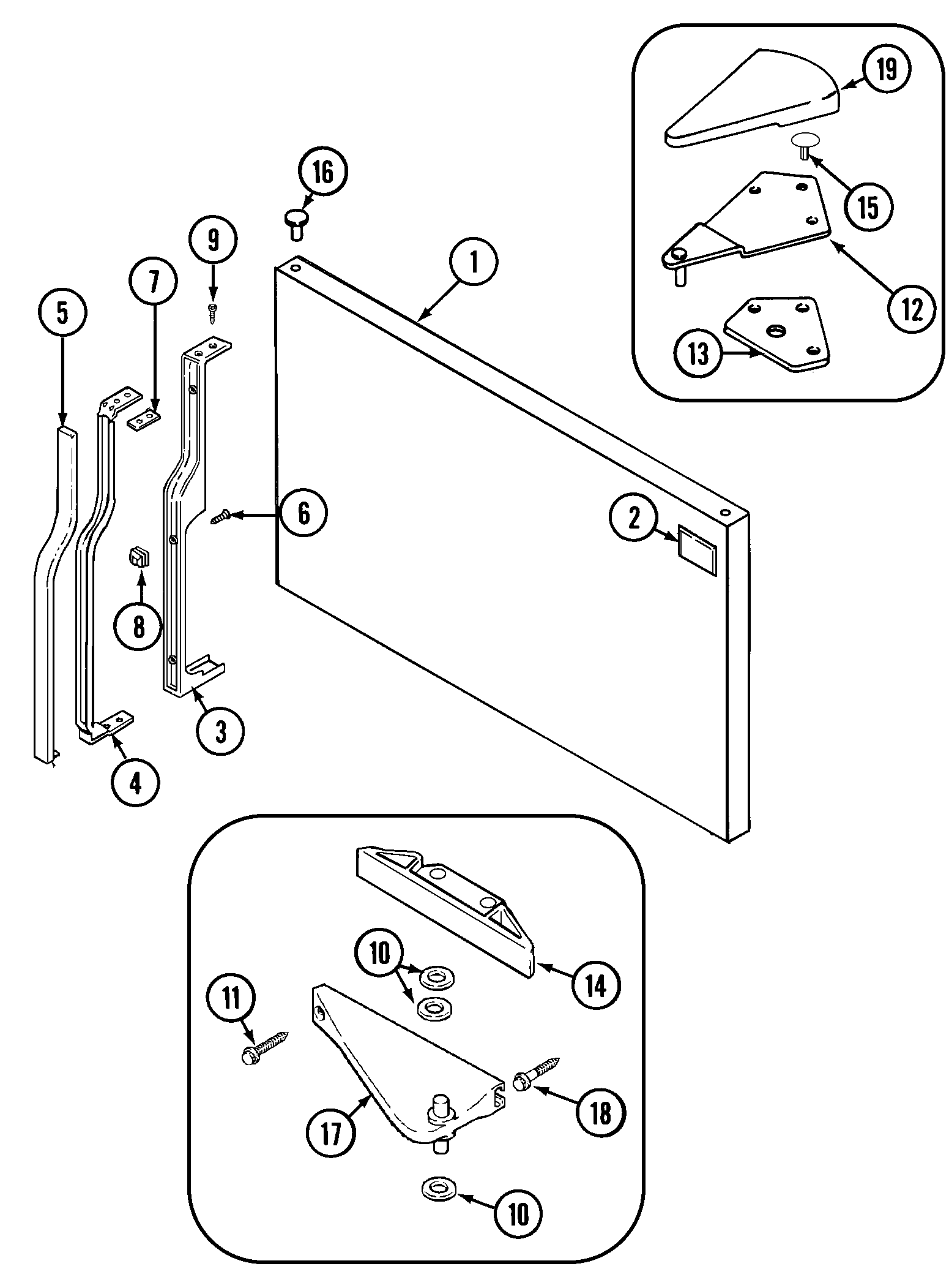 Crosley CT21F7W freezer outer door diagram