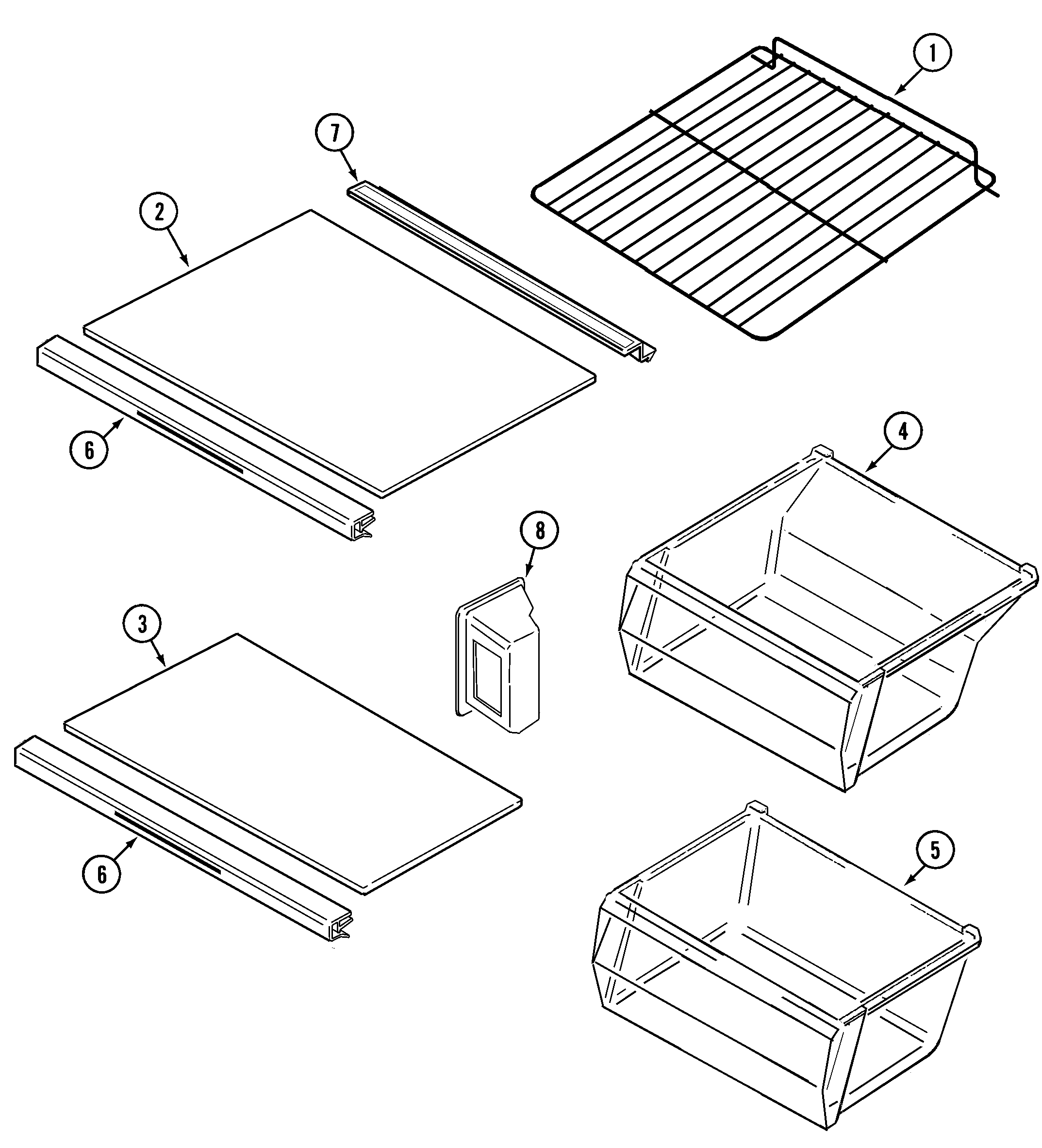 Crosley CS21F2Q shelves & accessories diagram