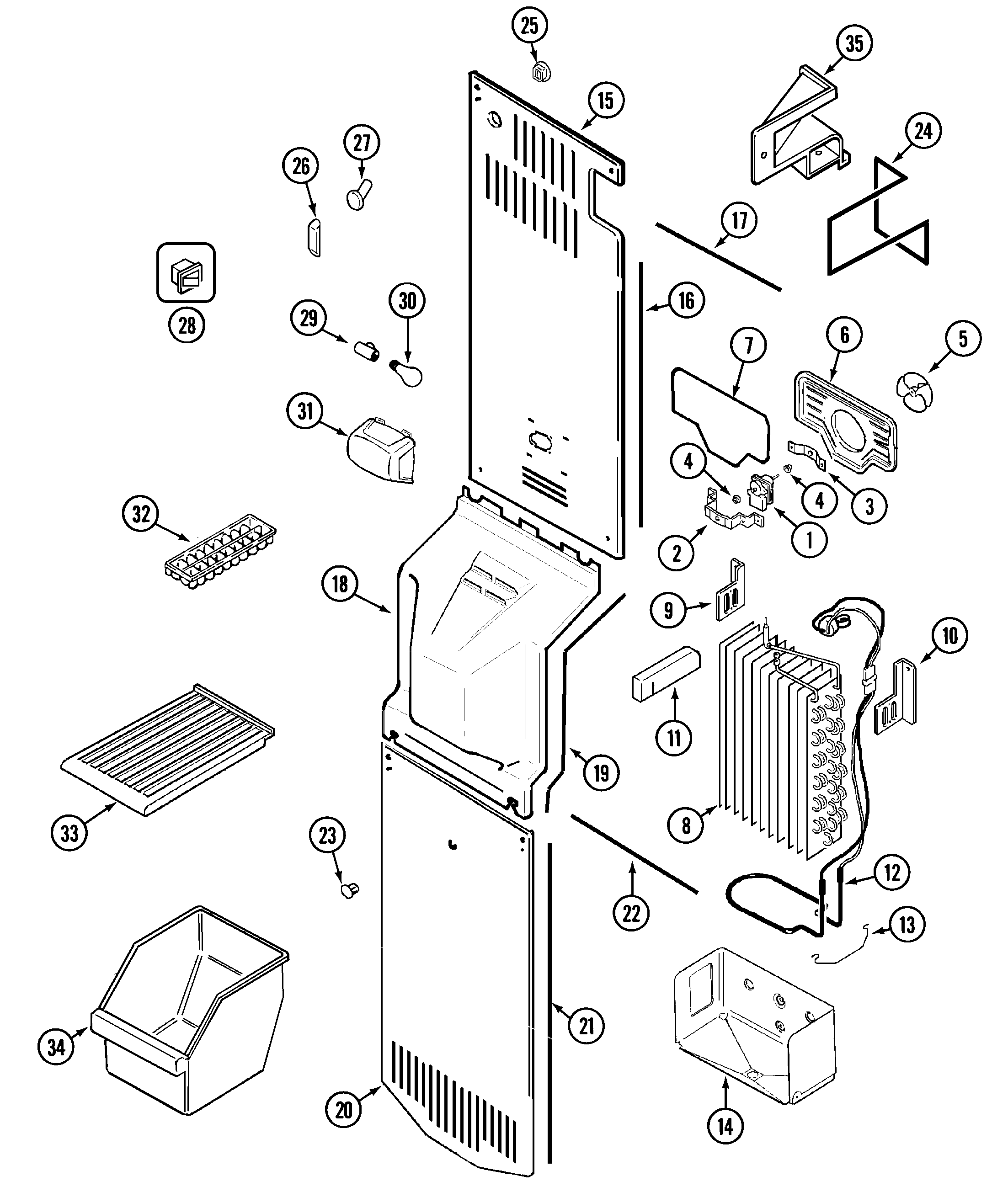 Crosley CS21F2Q freezer compartment diagram