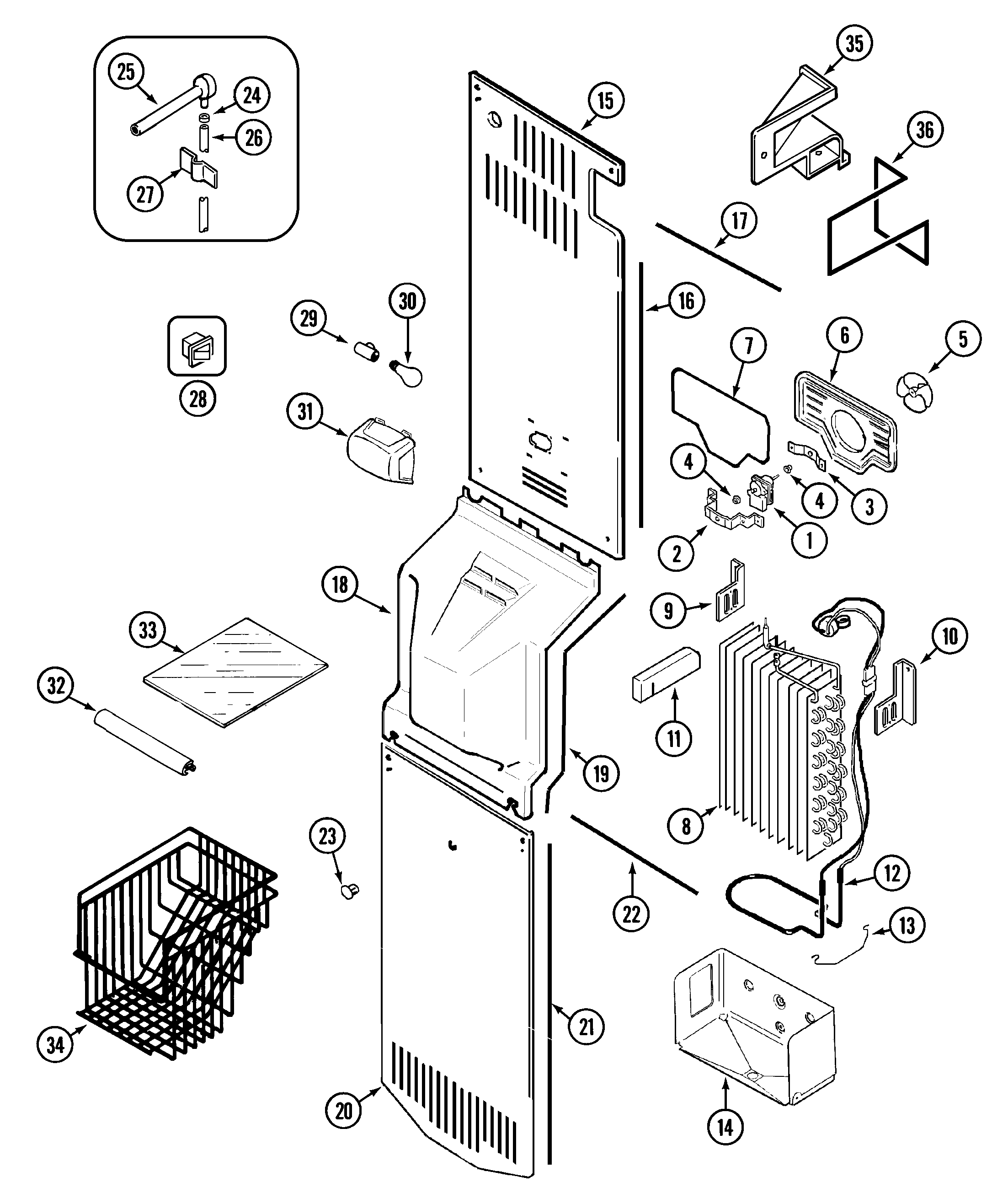 Crosley CS21F5DW freezer compartment diagram