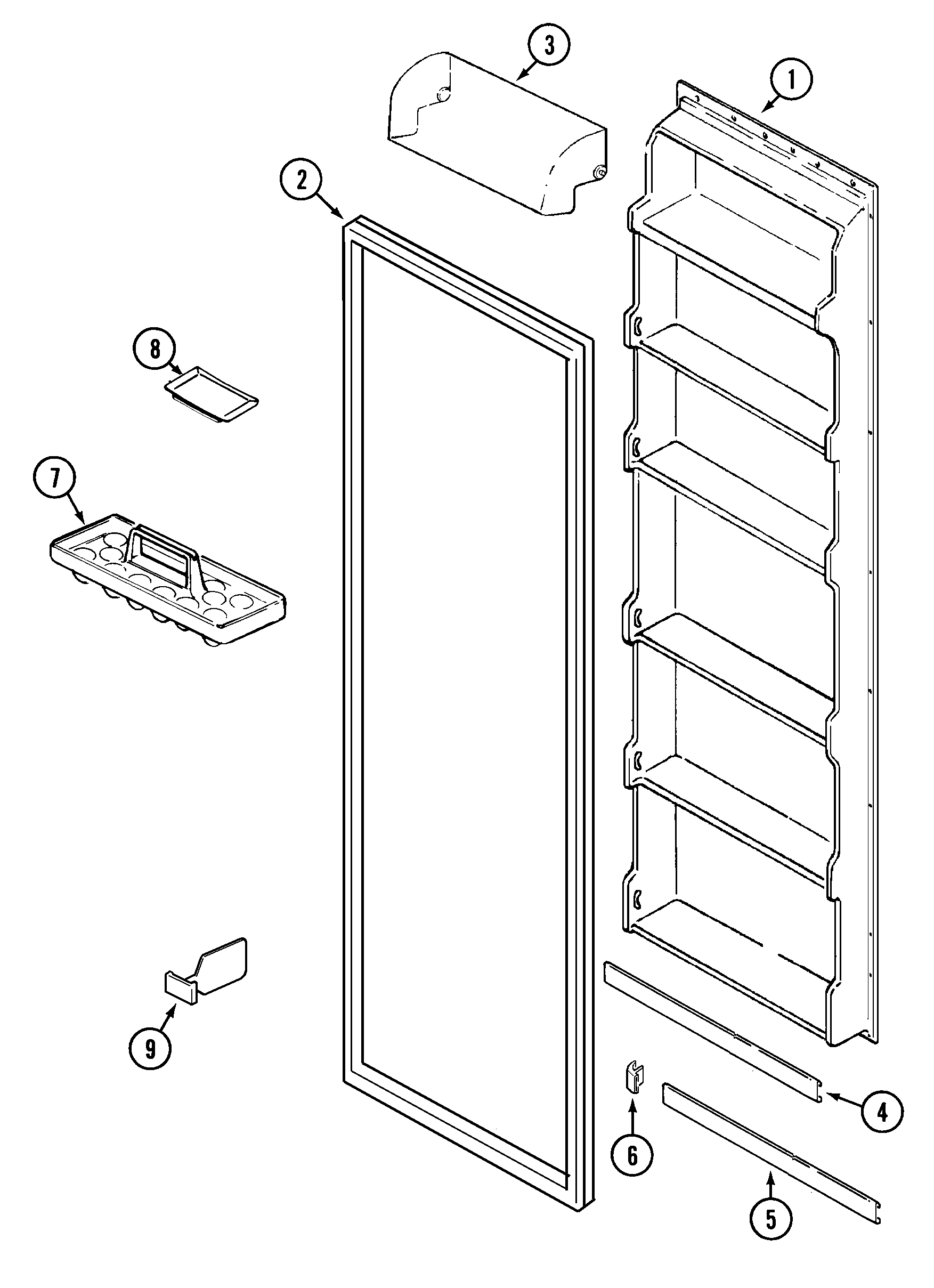 Crosley CS21F5DW fresh food inner door diagram