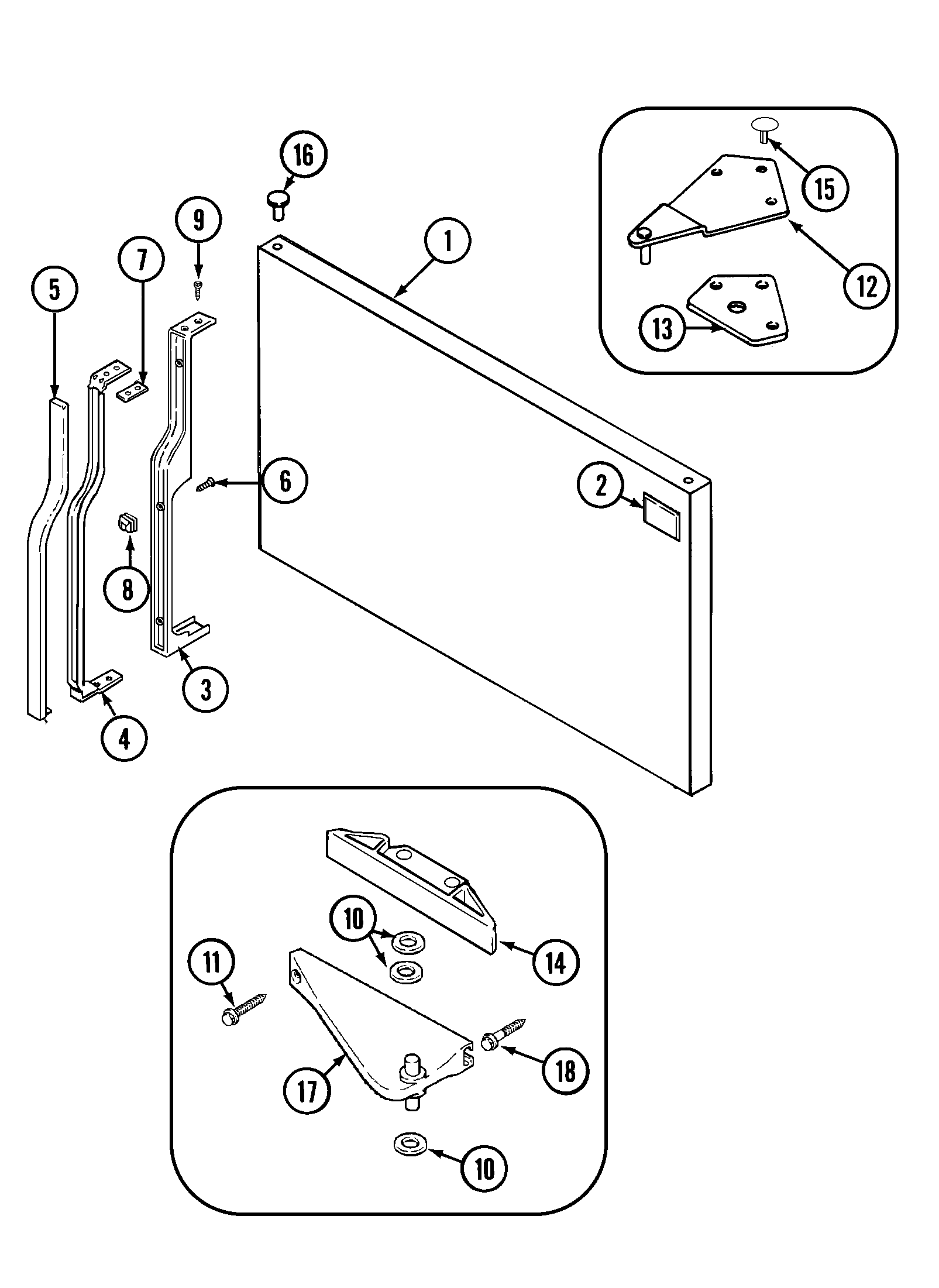 Crosley CT19G4W freezer outer door (rev 10) diagram