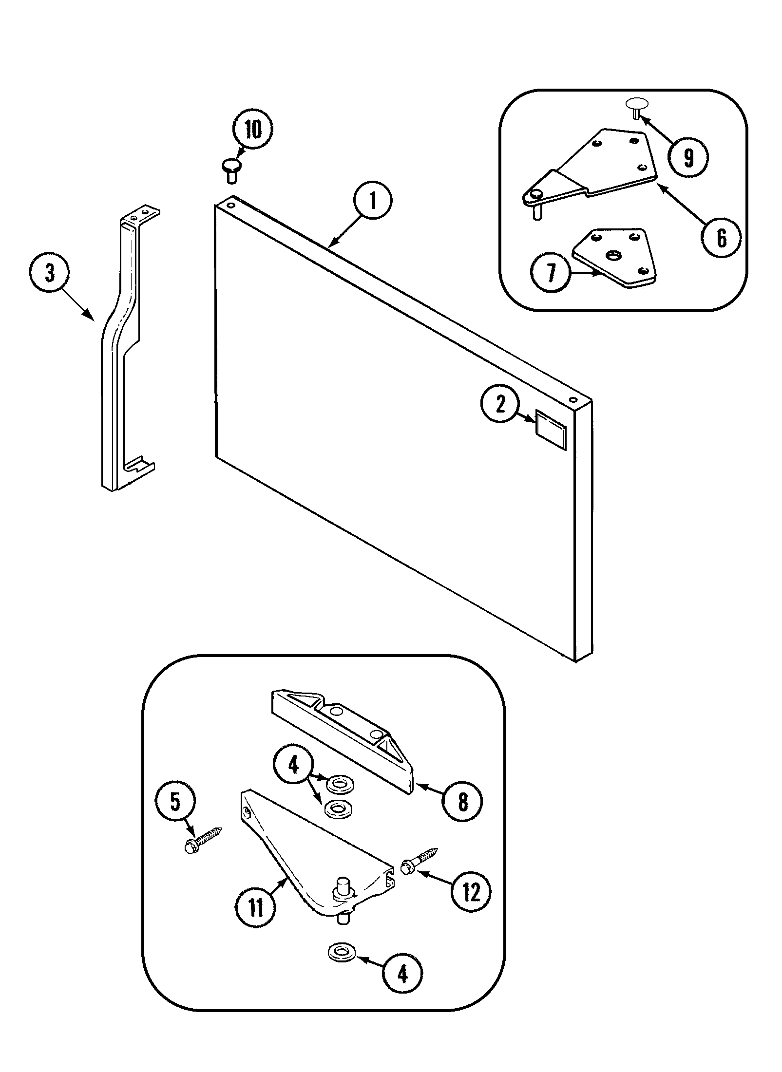 Crosley CT19G4W freezer outer door (rev 12) diagram