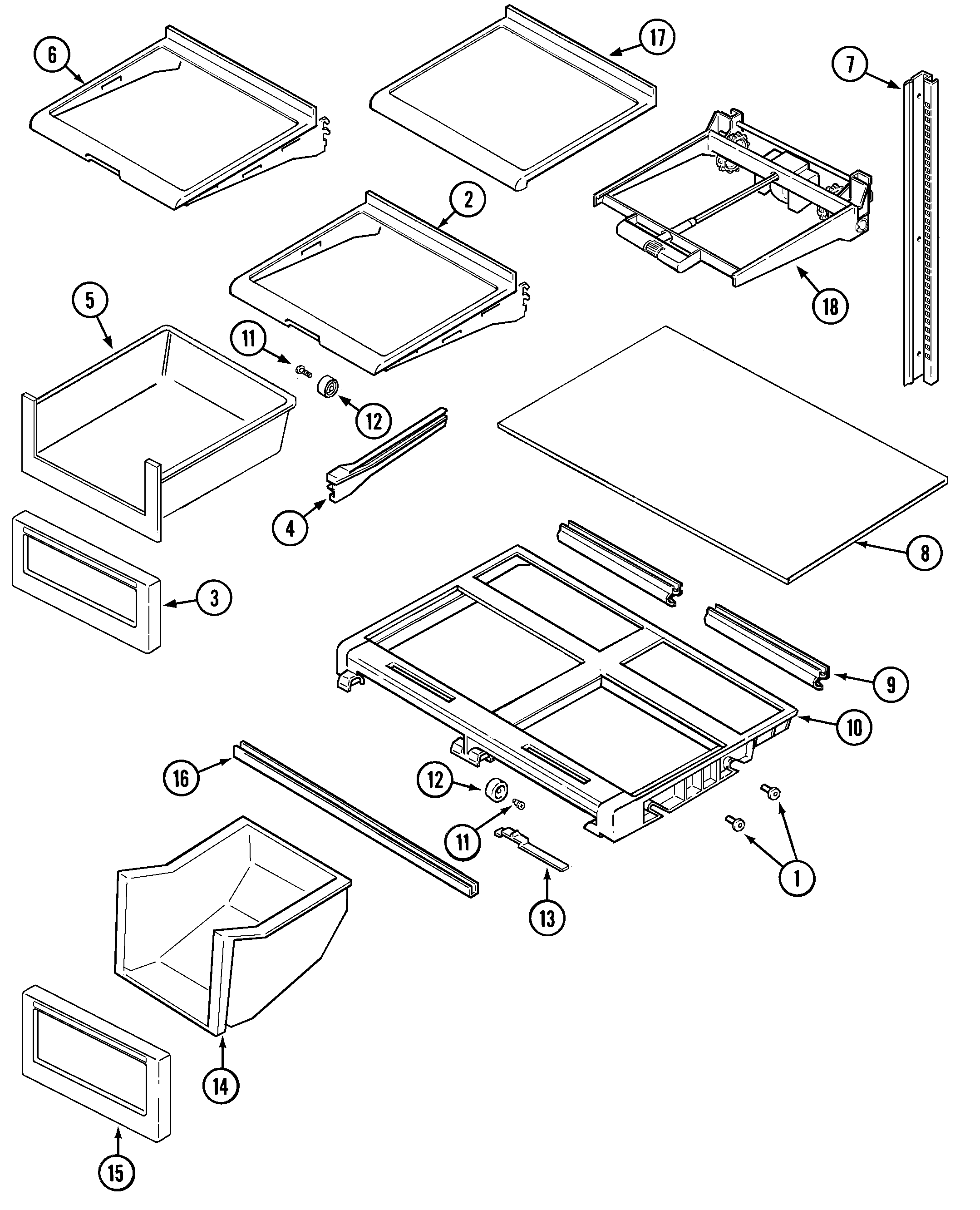Maytag PTB2454GRQ shelves & accessories diagram