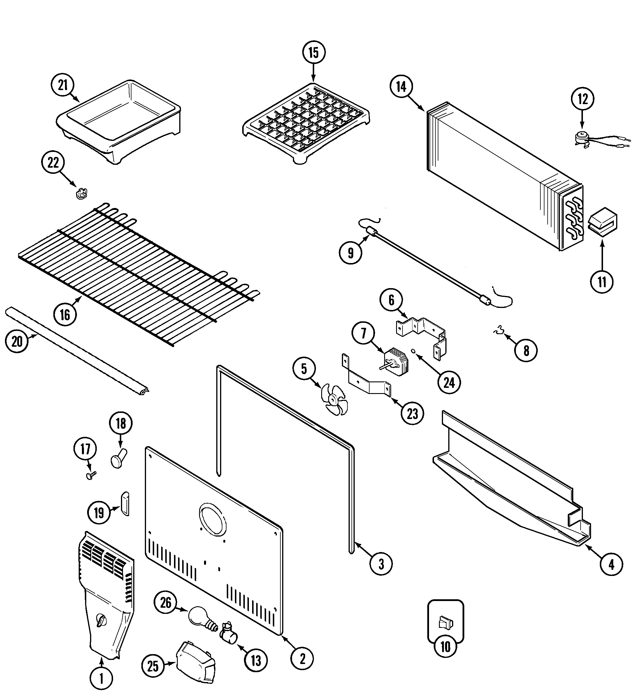 Maytag PTB2454GRQ freezer compartment diagram