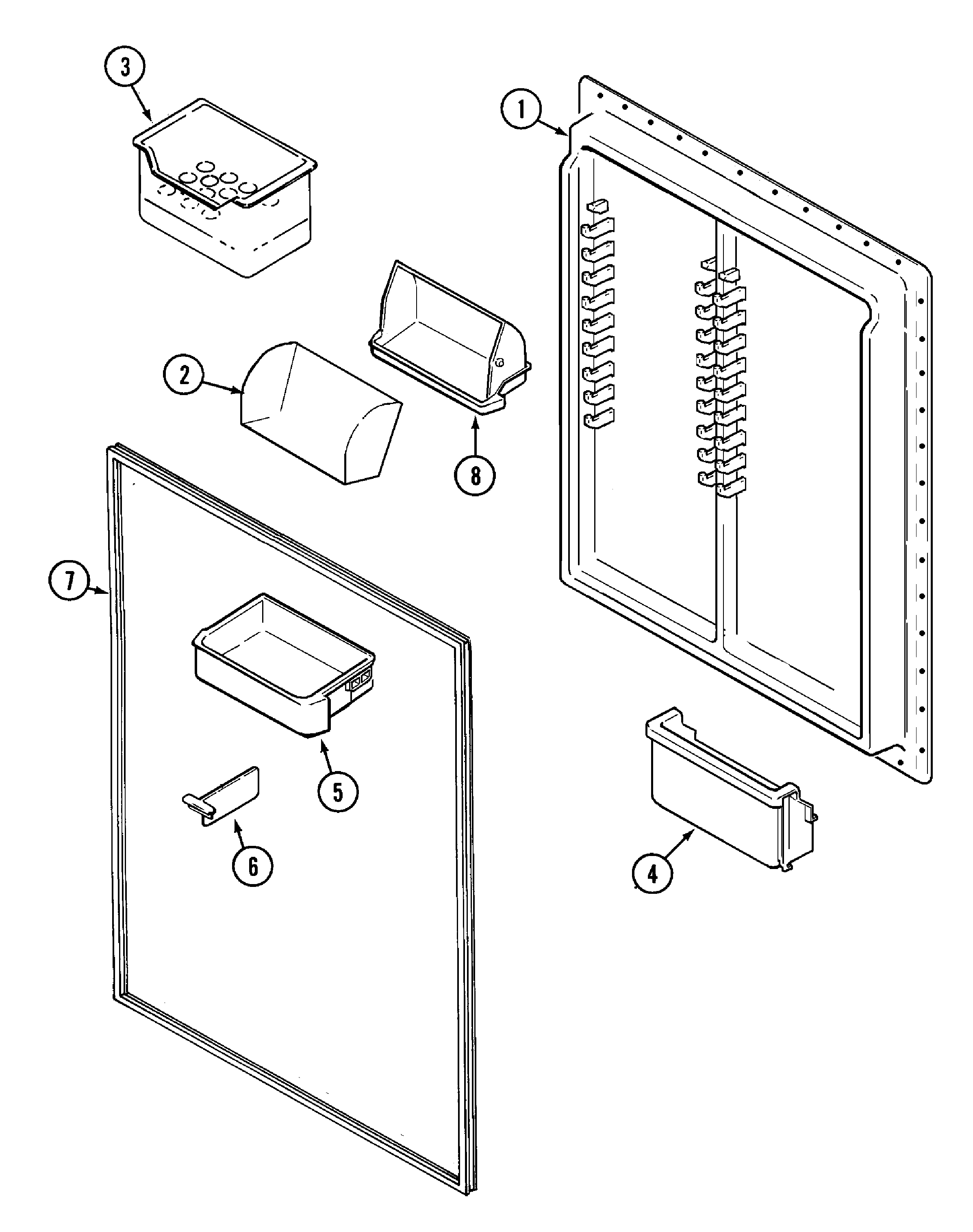 Maytag PTB2454GRQ fresh food inner door diagram